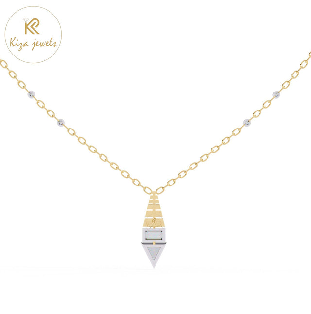 2.86 TDW Round & Baguette & Triangle Cut Diamond Custom Pendant With Chain