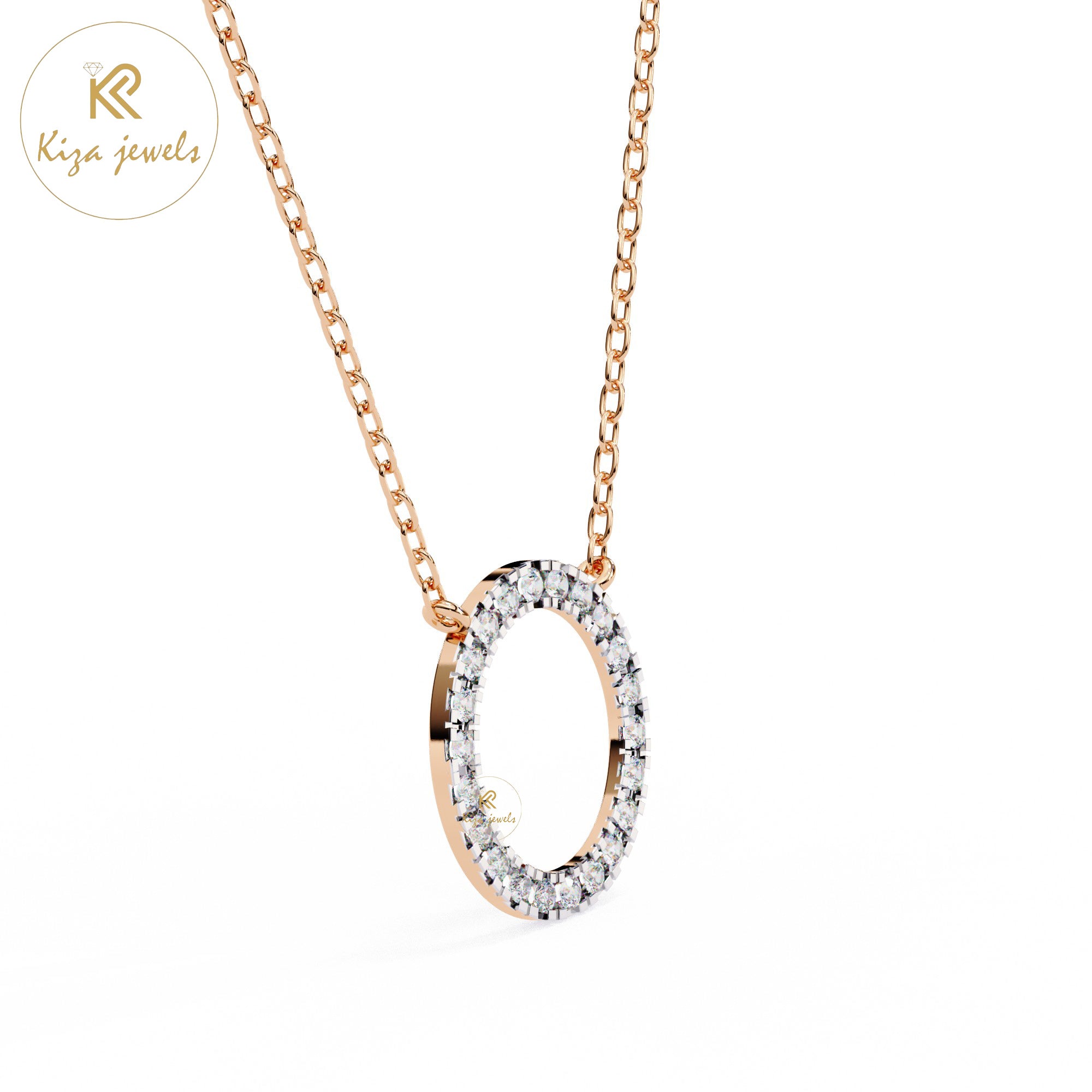 0.34 TDW Round Cut Diamond Custom Pendant With Chain