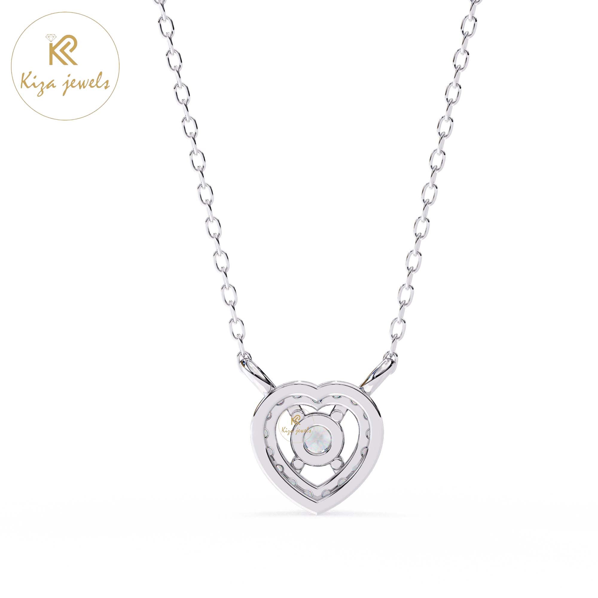 0.17 TDW Round Cut Diamond Heart Pendant With Chain