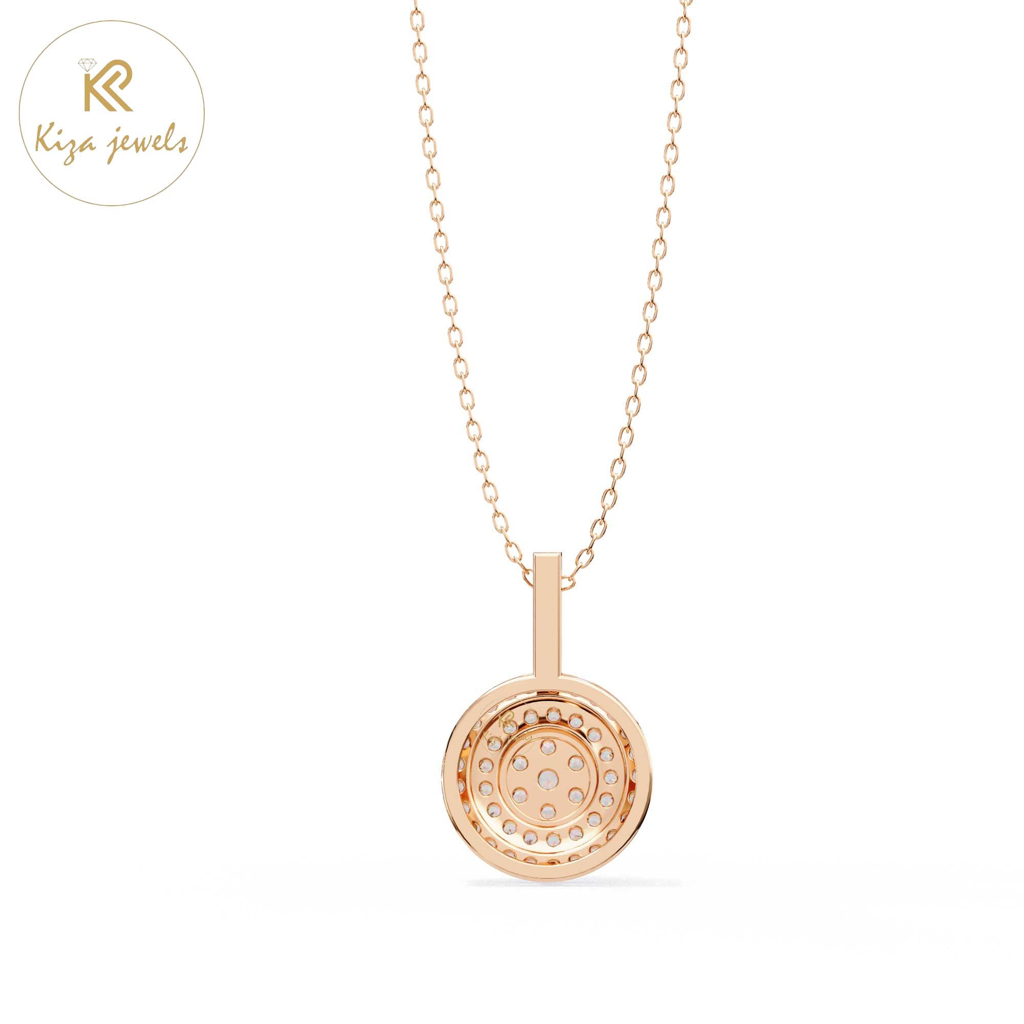 0.46 TDW Round Cut Diamond Custom Pendant With Chain