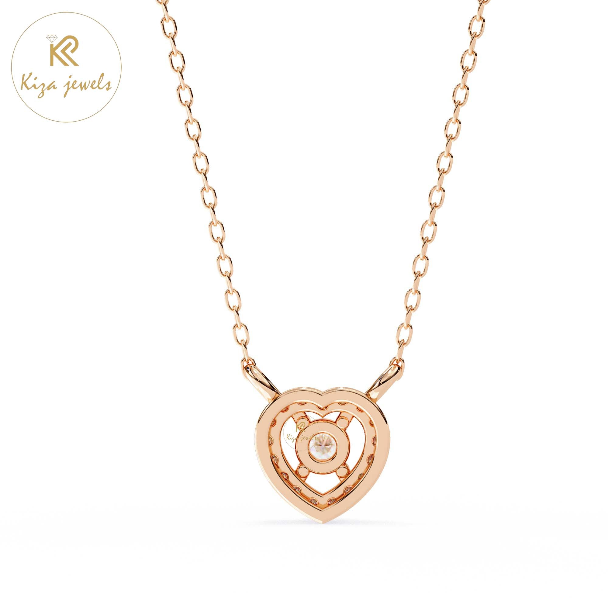 0.17 TDW Round Cut Diamond Heart Pendant With Chain