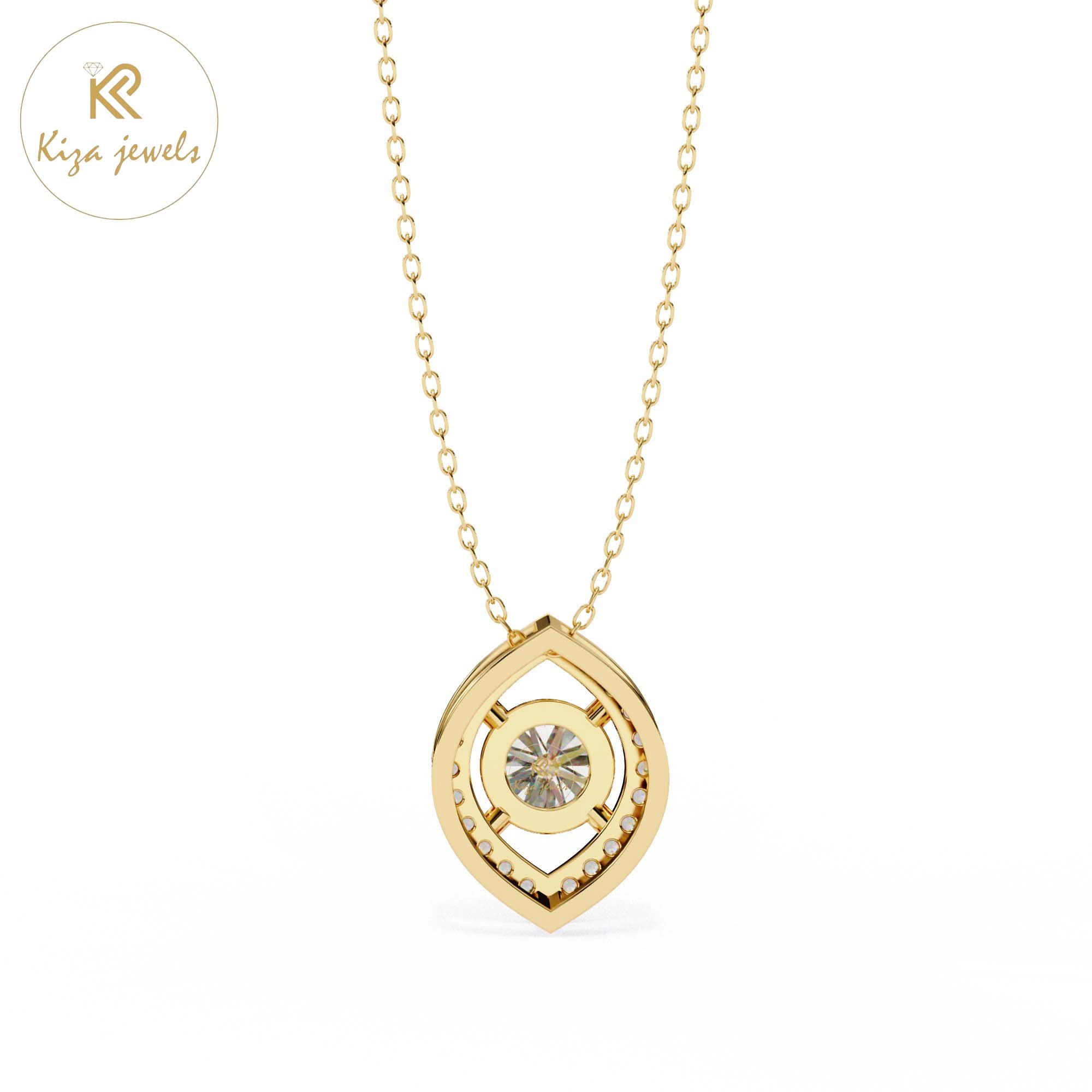 0.56 TDW Round Cut Diamond Custom Pendant With Chain