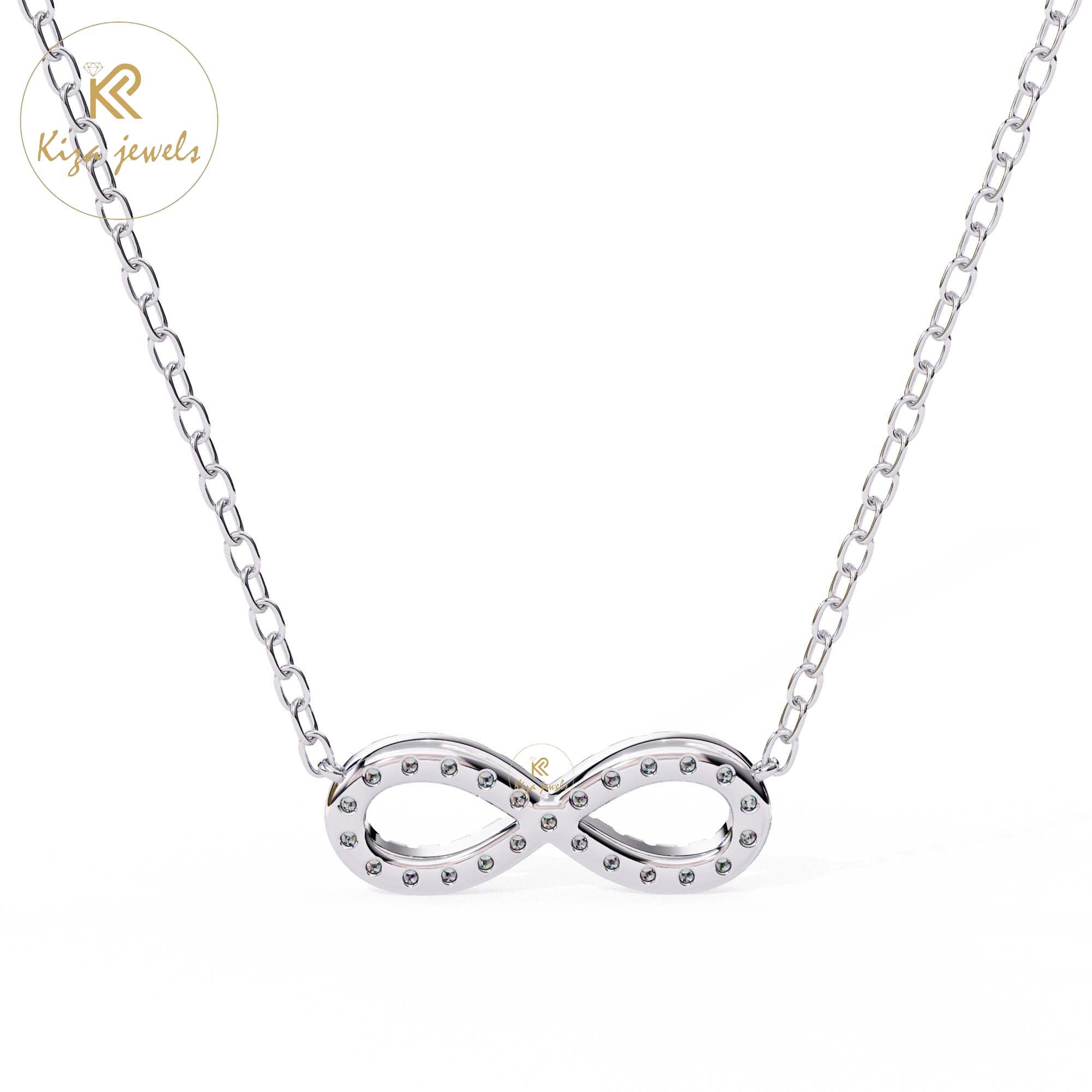 0.32 TDW Round Cut Diamond Custom Infinity Pendant With Chain