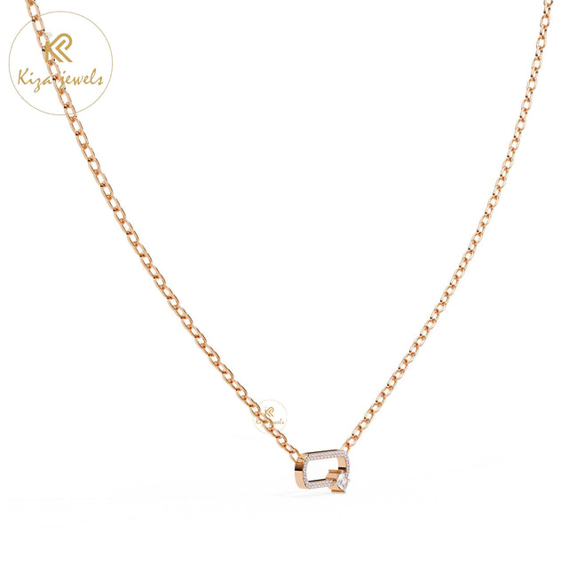 0.448 TDW Round & Cushion Cut Diamond Custom Pendant With Chain