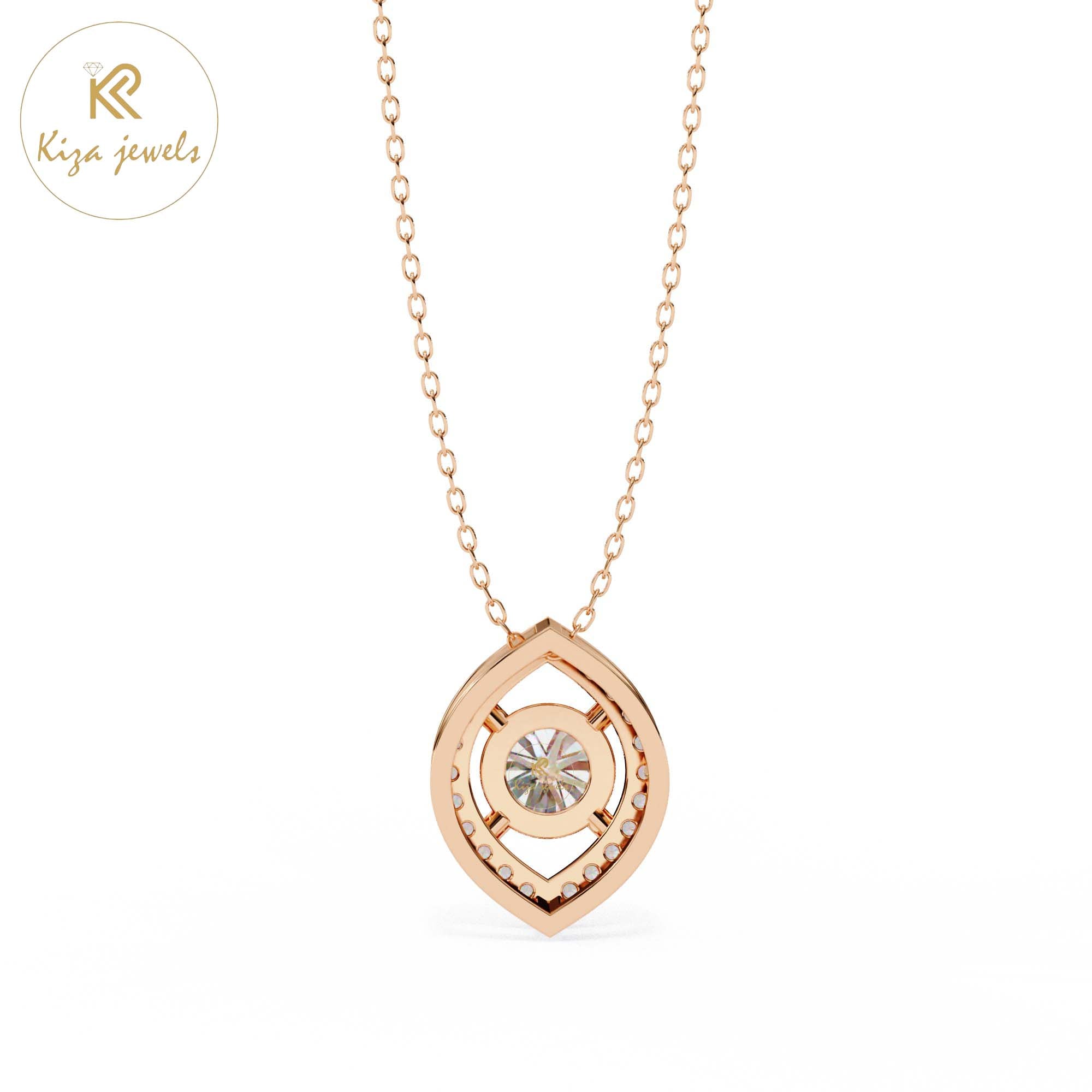 0.56 TDW Round Cut Diamond Custom Pendant With Chain