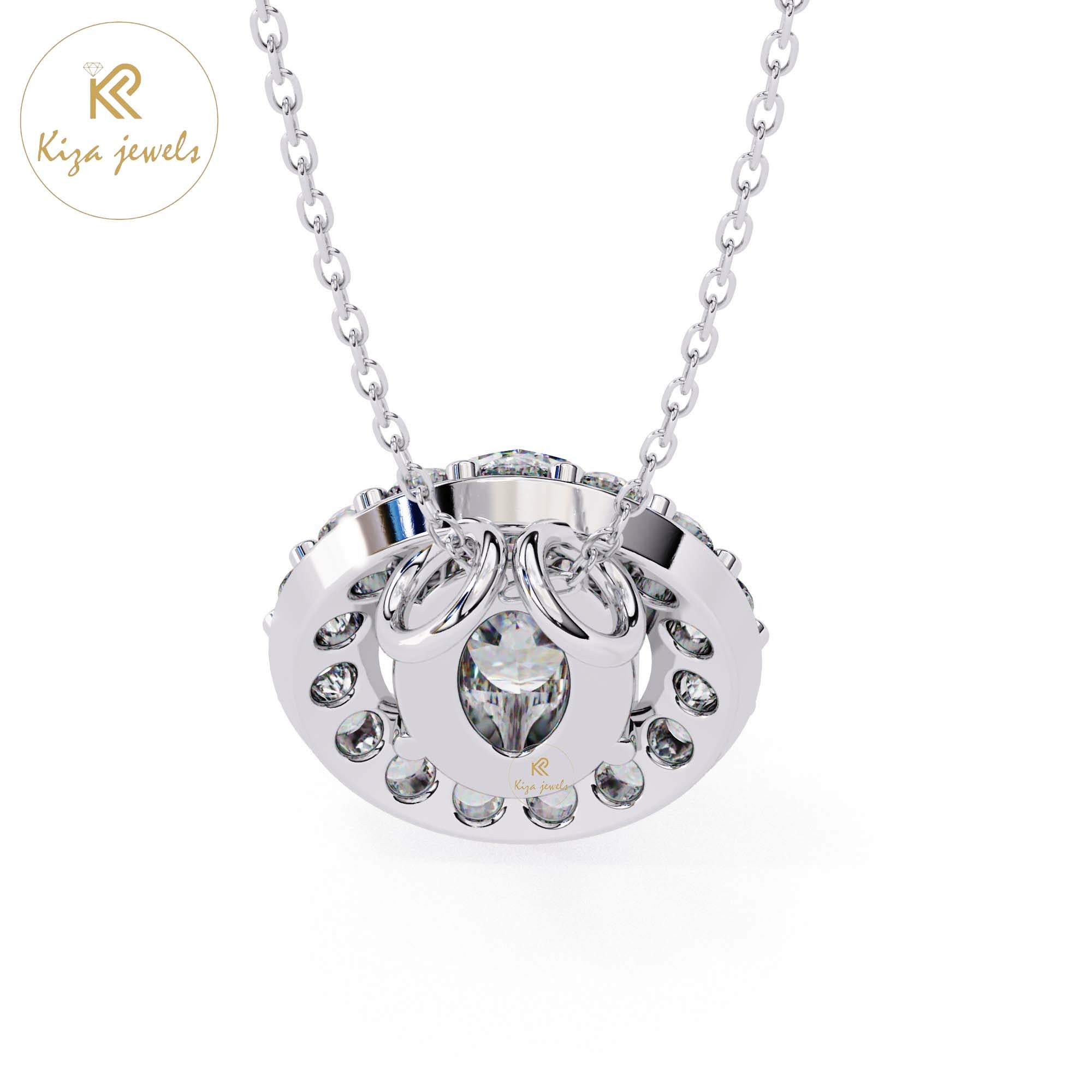 0.97 TDW Round Cut Diamond Custom Pendant With Chain