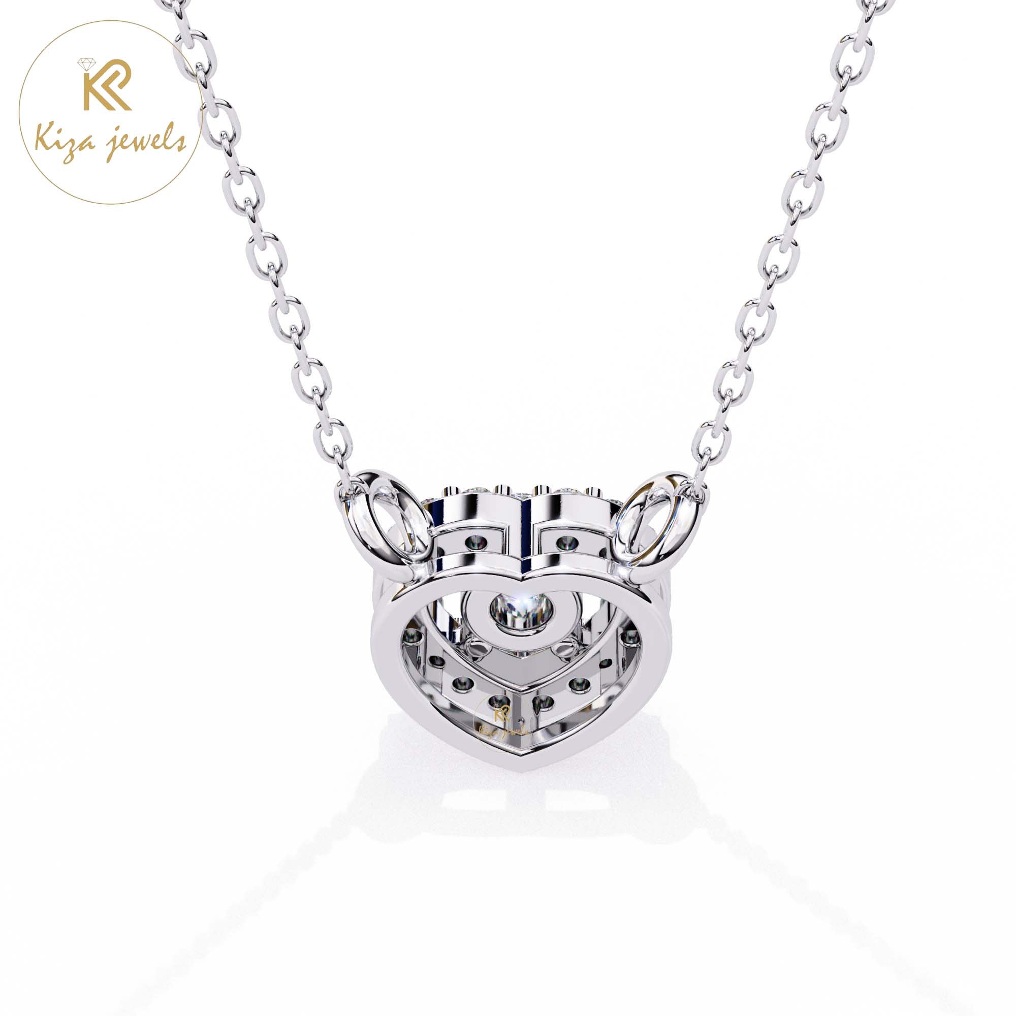 0.17 TDW Round Cut Diamond Heart Pendant With Chain