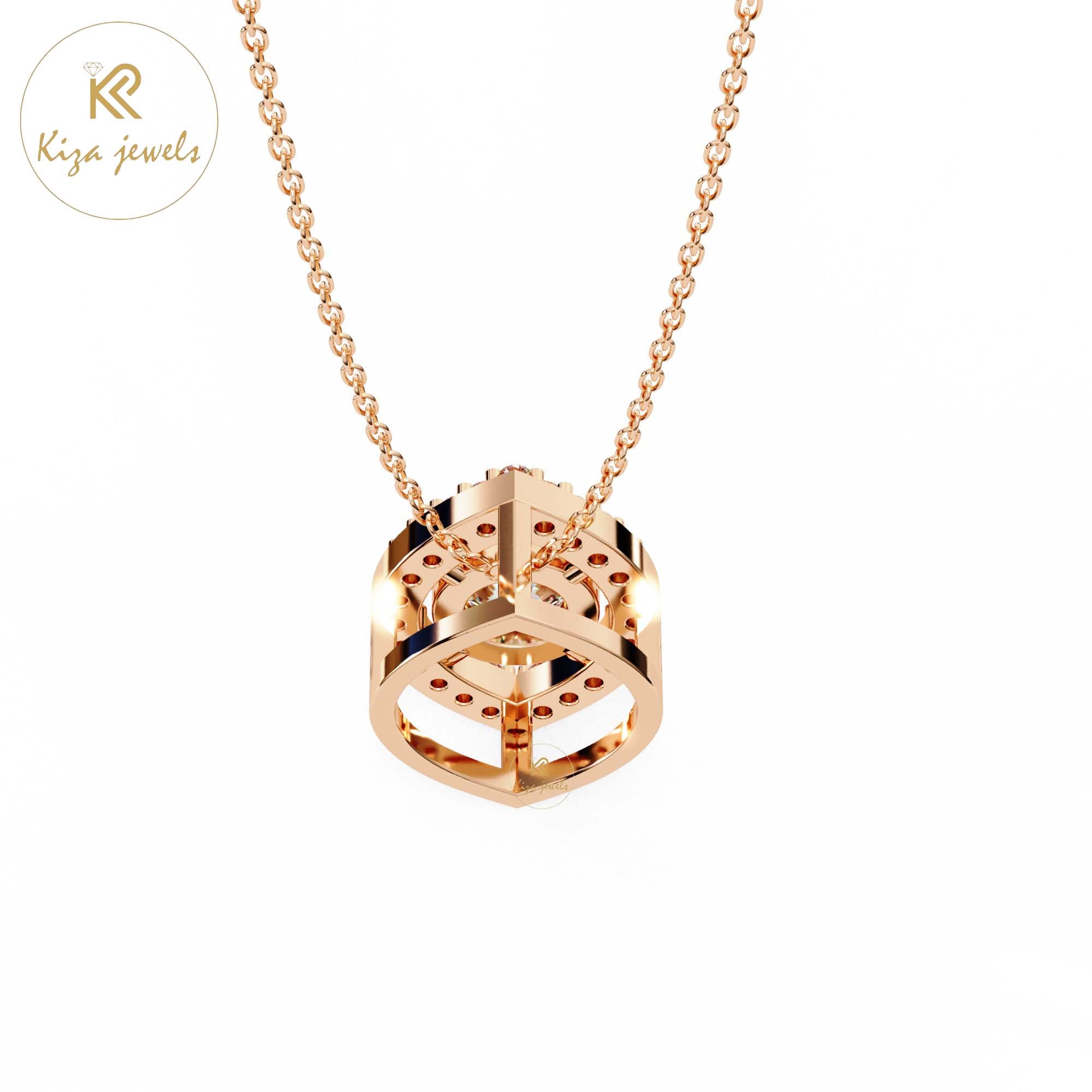 0.56 TDW Round Cut Diamond Custom Pendant With Chain