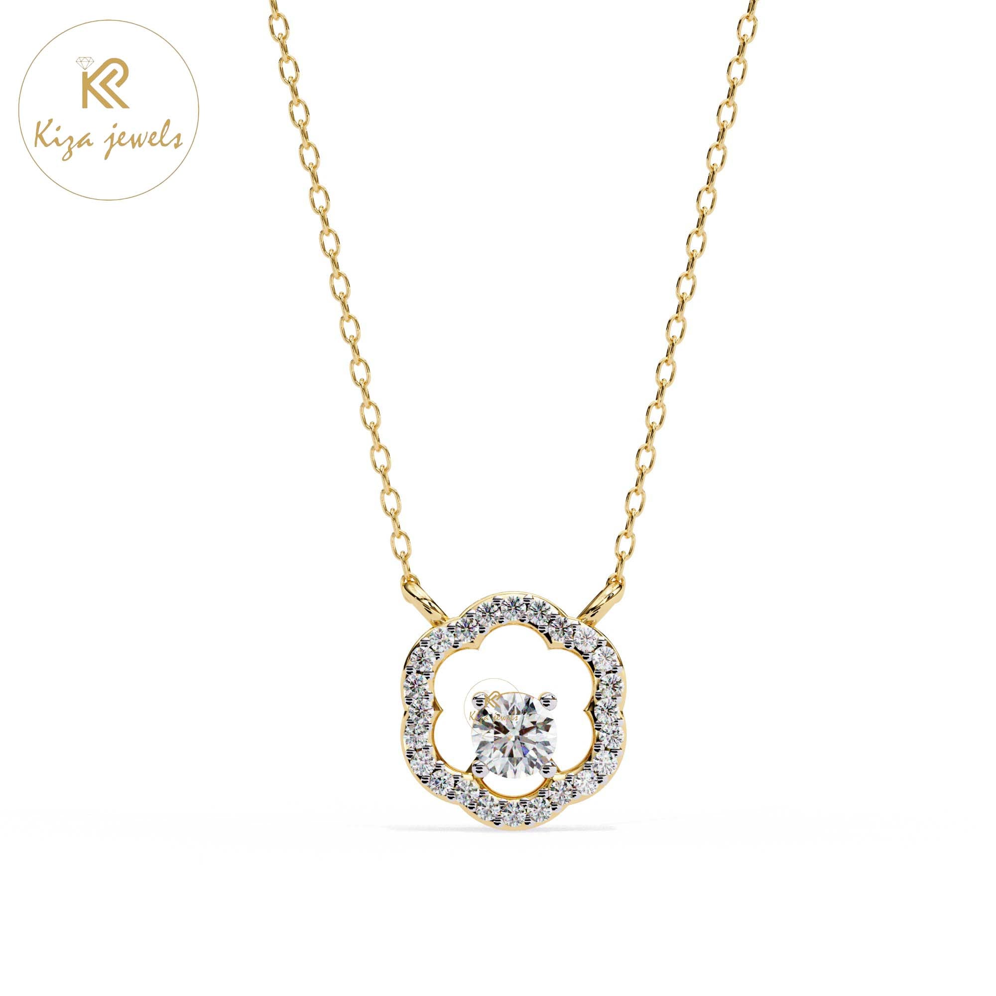 0.31 TDW Round Cut Diamond Custom Pendant With Chain