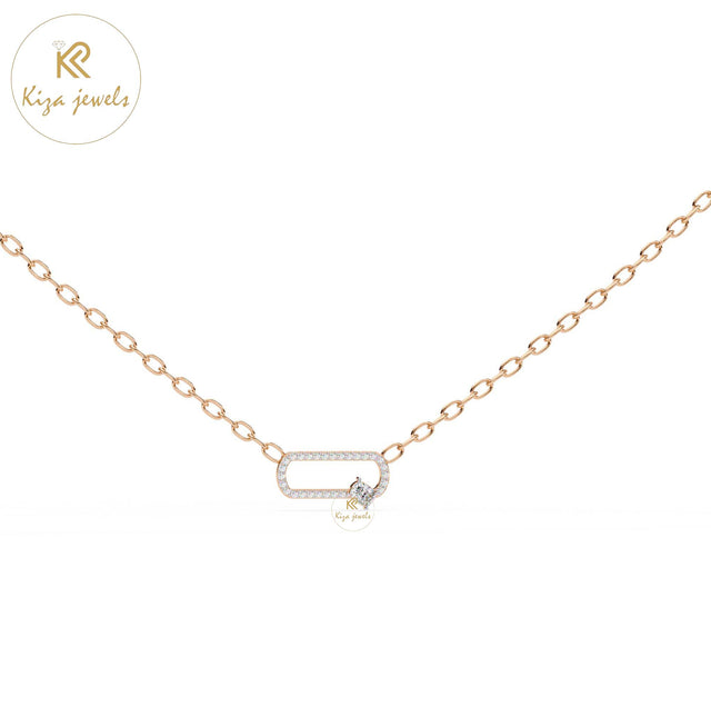 0.448 TDW Round & Cushion Cut Diamond Custom Pendant With Chain