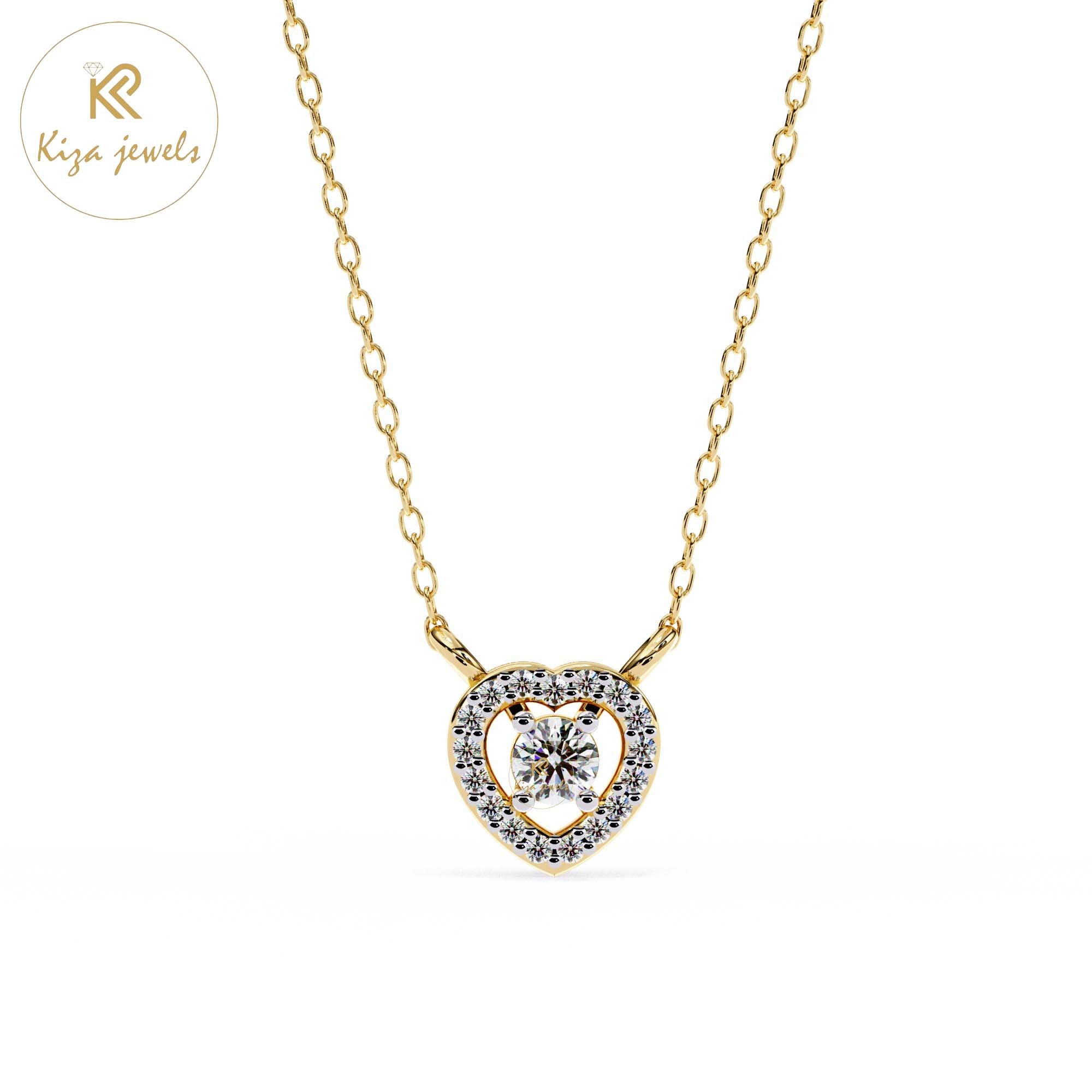 0.17 TDW Round Cut Diamond Heart Pendant With Chain