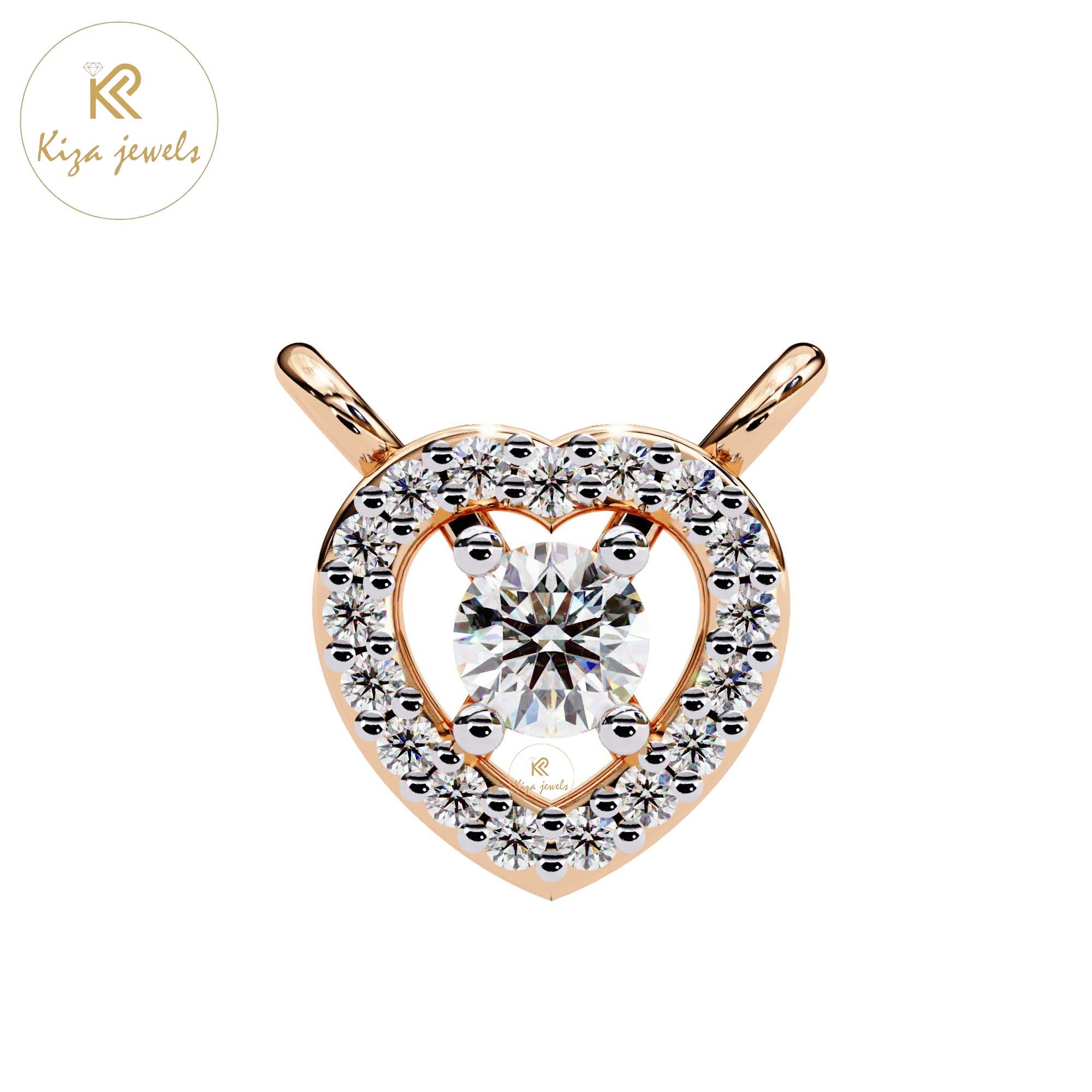 0.17 TDW Round Cut Diamond Heart Pendant With Chain