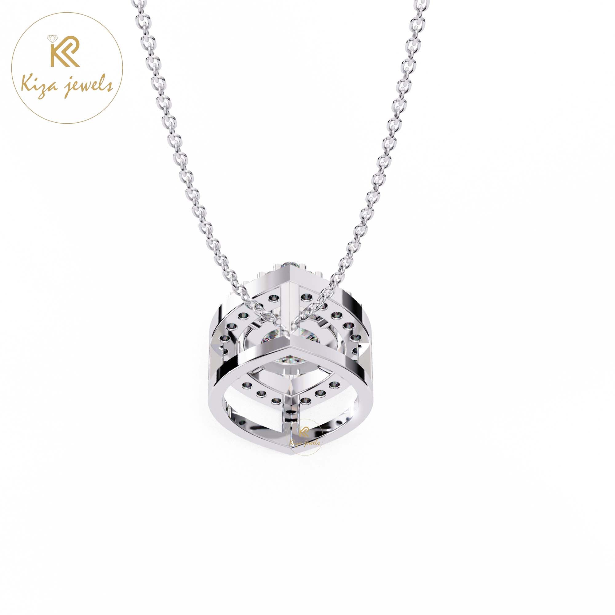 0.56 TDW Round Cut Diamond Custom Pendant With Chain