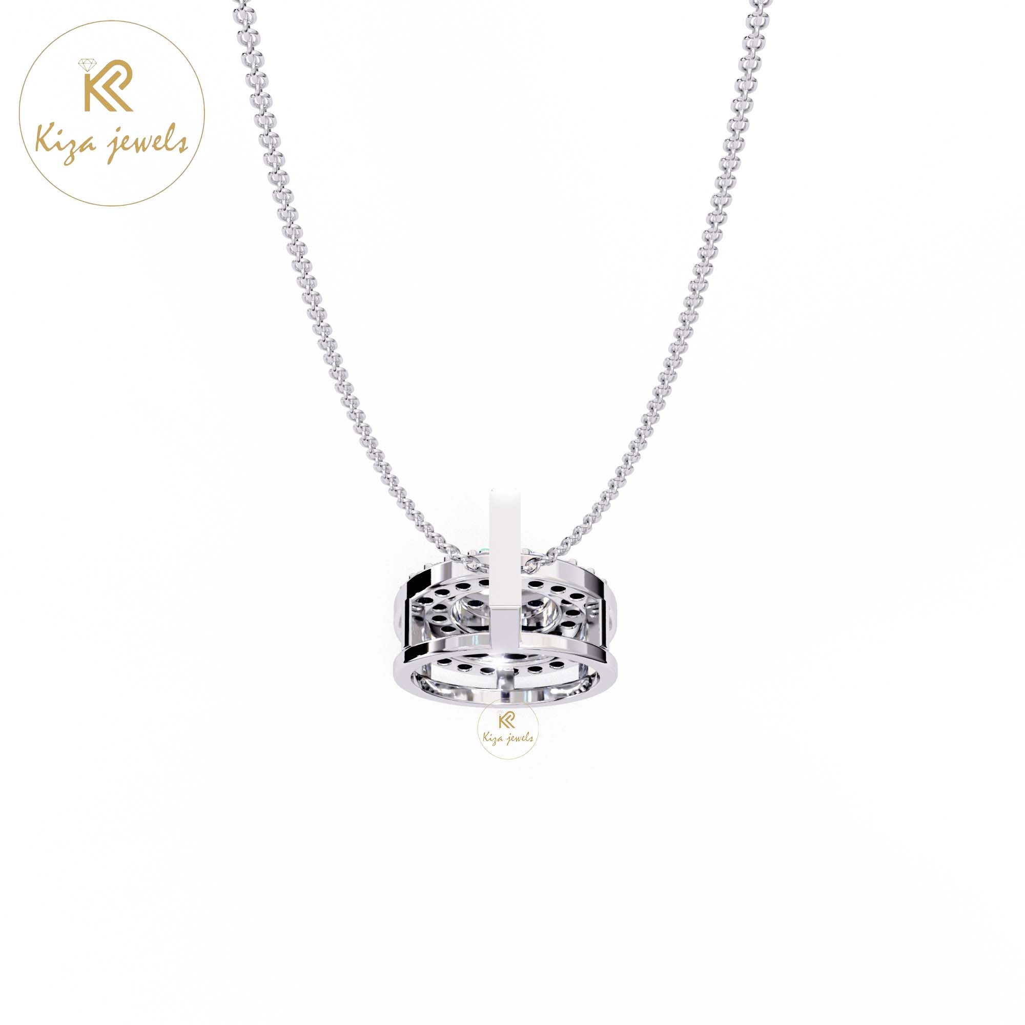 0.46 TDW Round Cut Diamond Custom Pendant With Chain