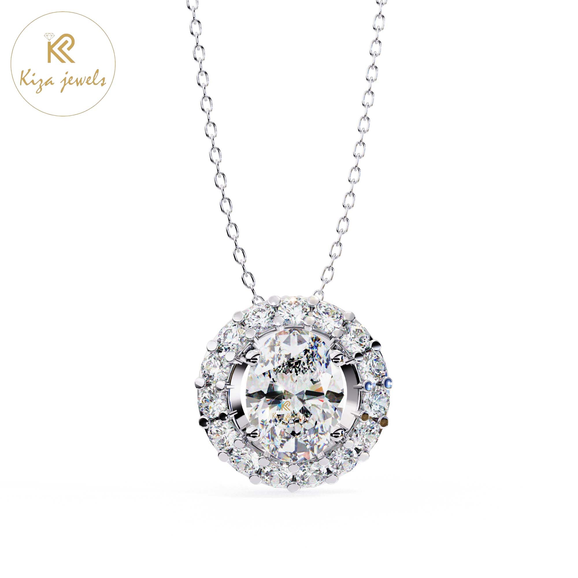 0.97 TDW Round Cut Diamond Custom Pendant With Chain