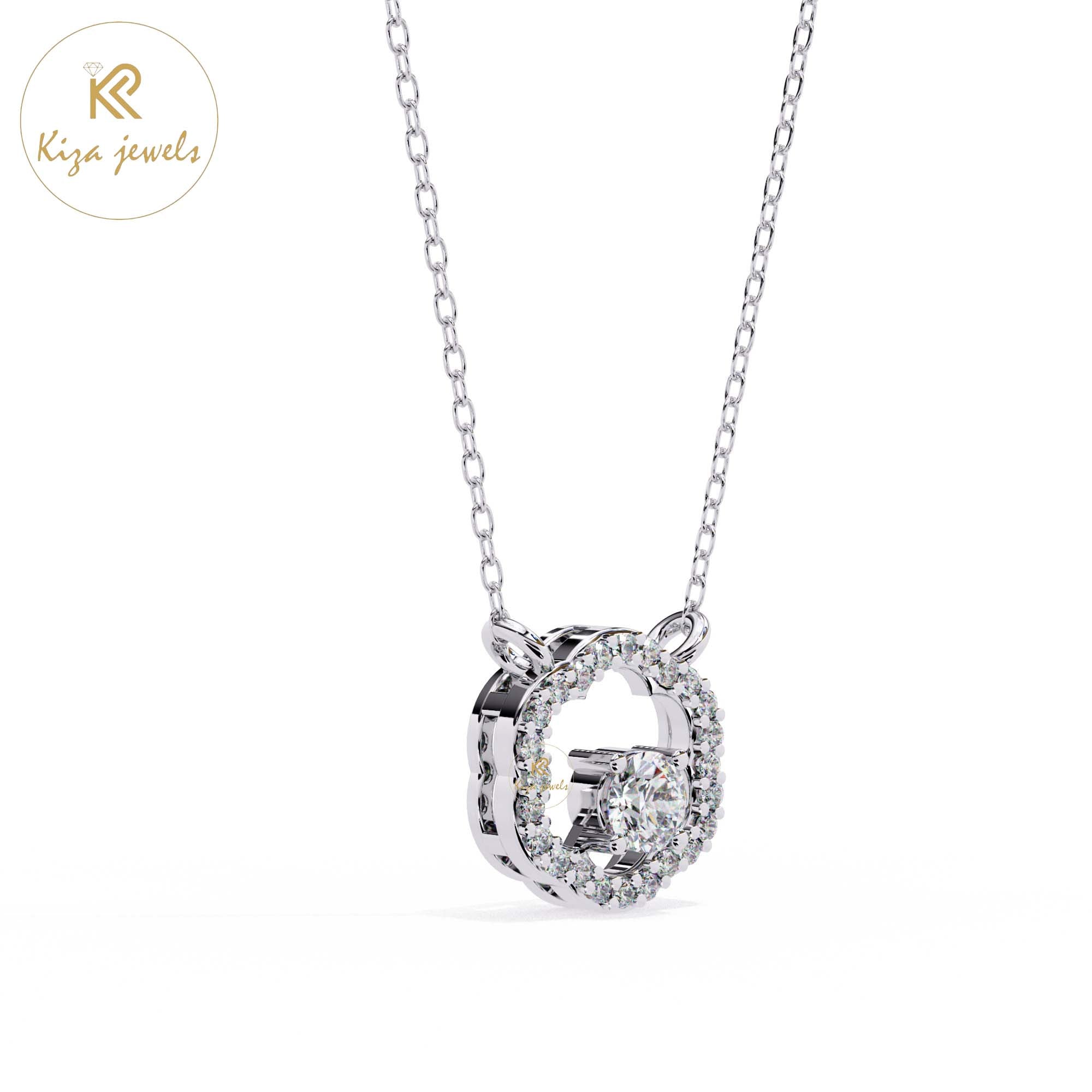 0.31 TDW Round Cut Diamond Custom Pendant With Chain