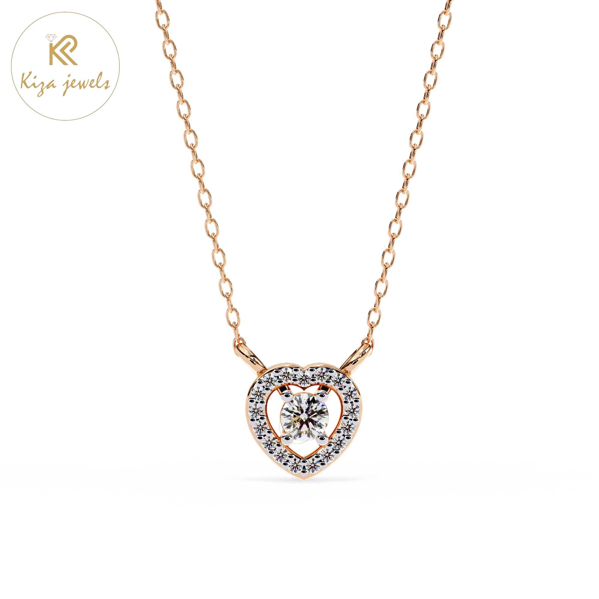 0.17 TDW Round Cut Diamond Heart Pendant With Chain