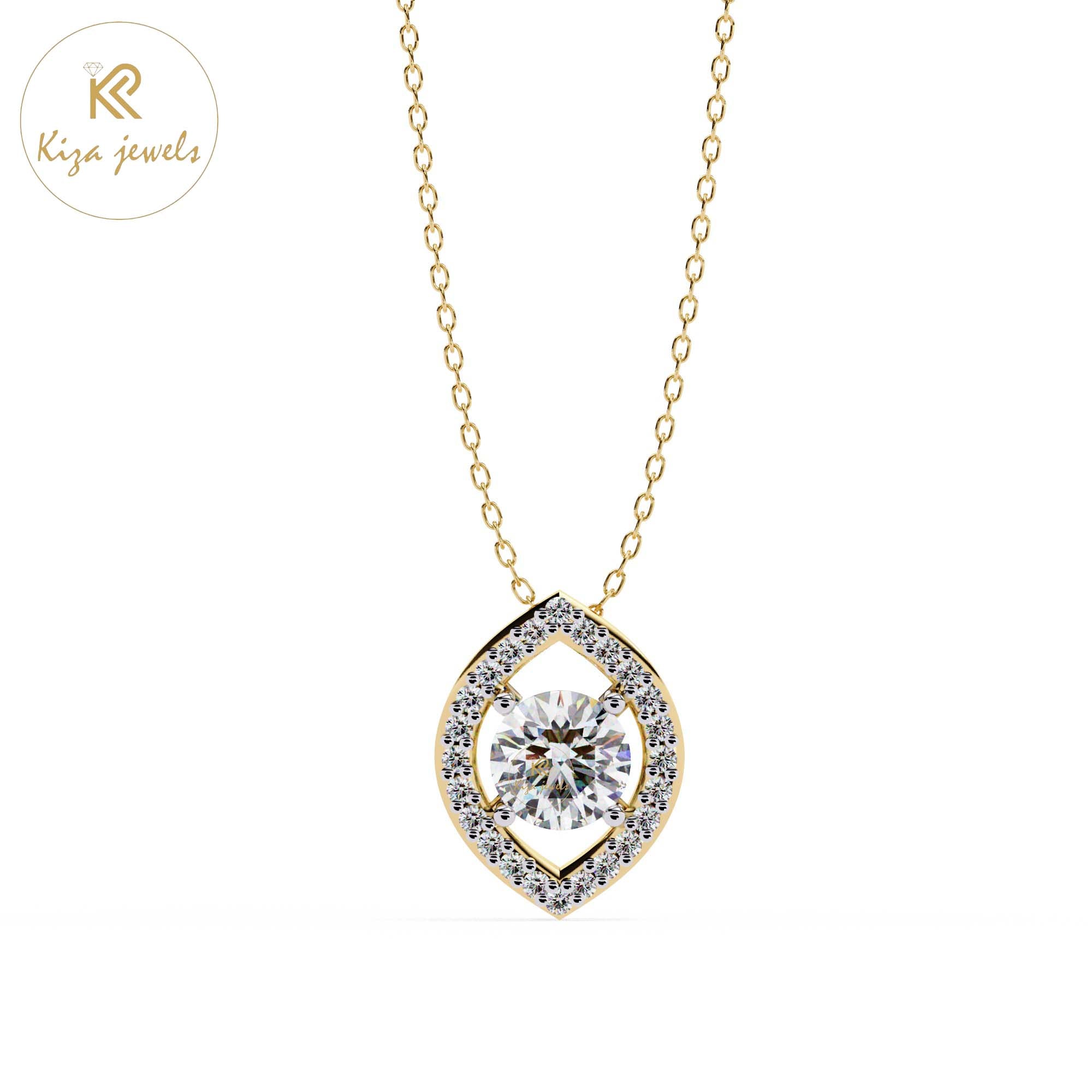 0.56 TDW Round Cut Diamond Custom Pendant With Chain