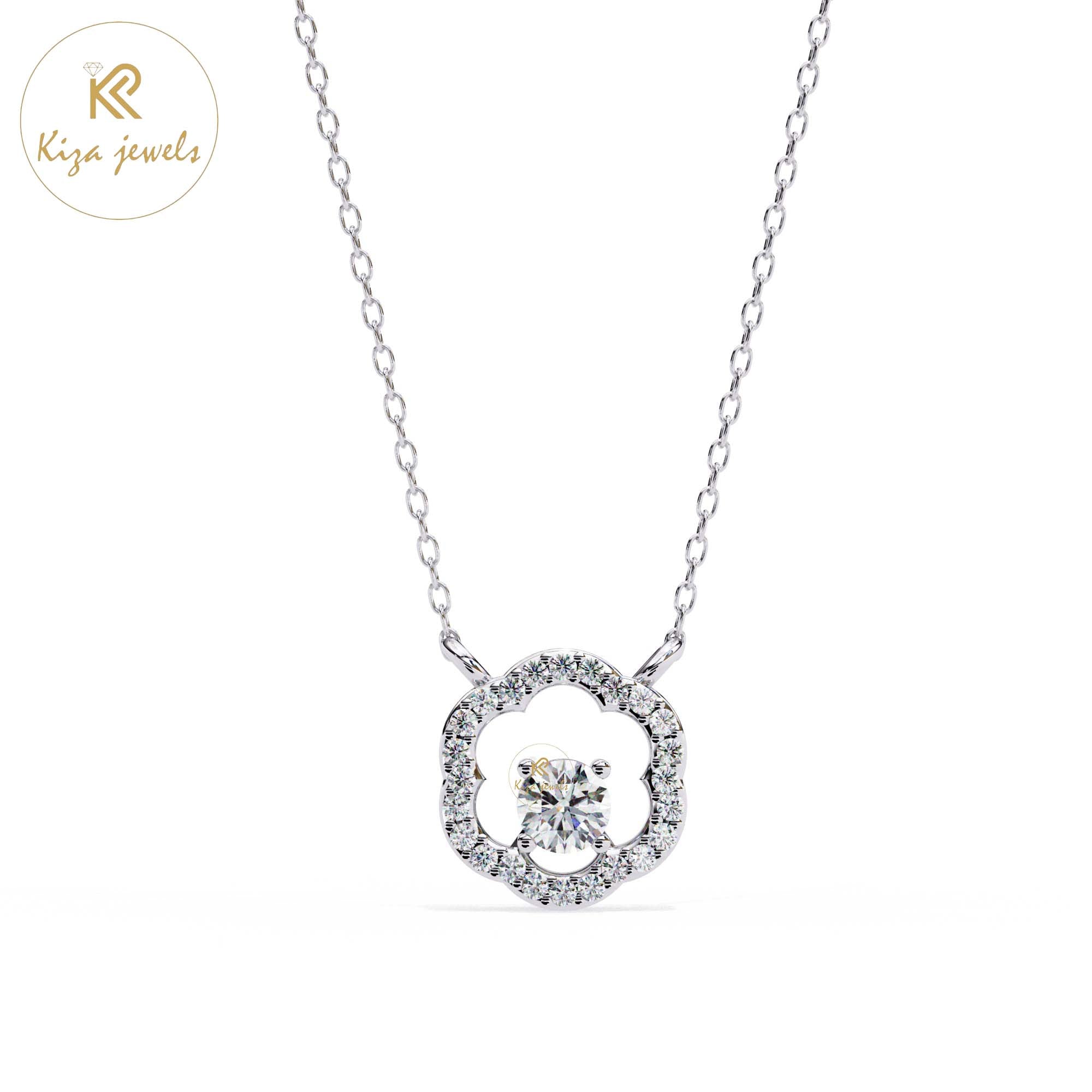 0.31 TDW Round Cut Diamond Custom Pendant With Chain