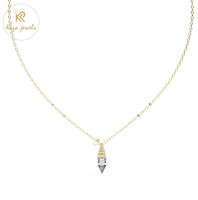 2.86 TDW Round & Baguette & Triangle Cut Diamond Custom Pendant With Chain