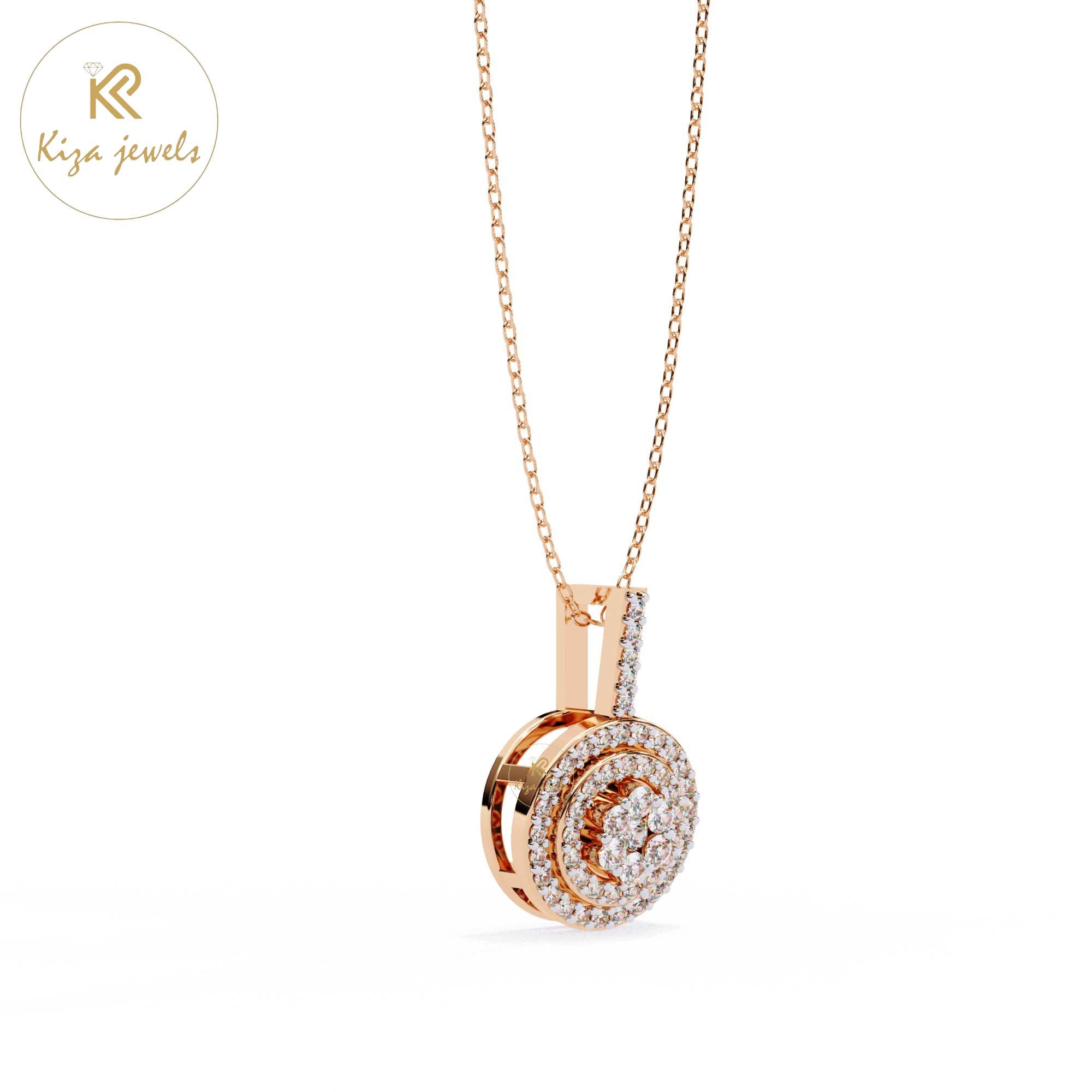 0.46 TDW Round Cut Diamond Custom Pendant With Chain