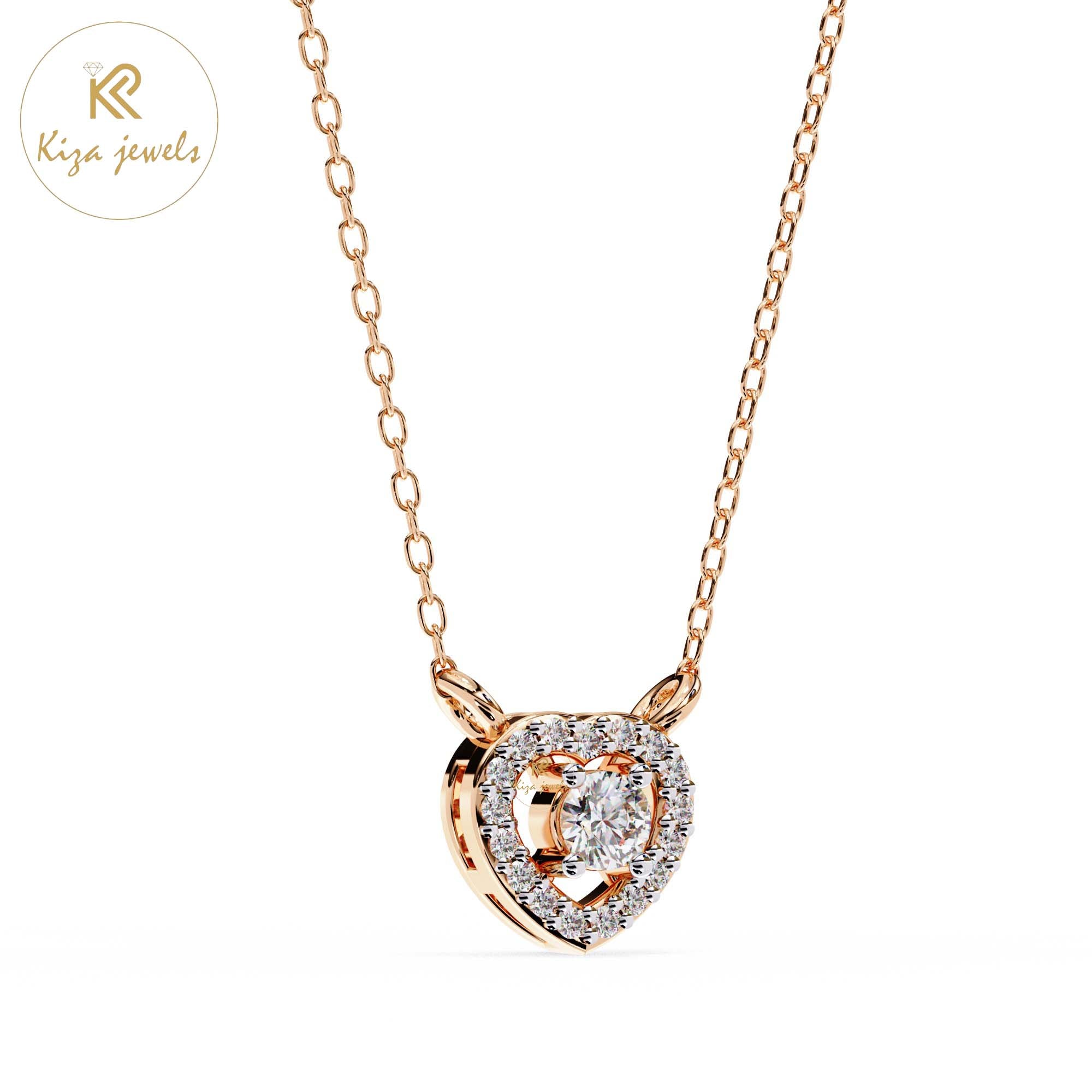 0.17 TDW Round Cut Diamond Heart Pendant With Chain