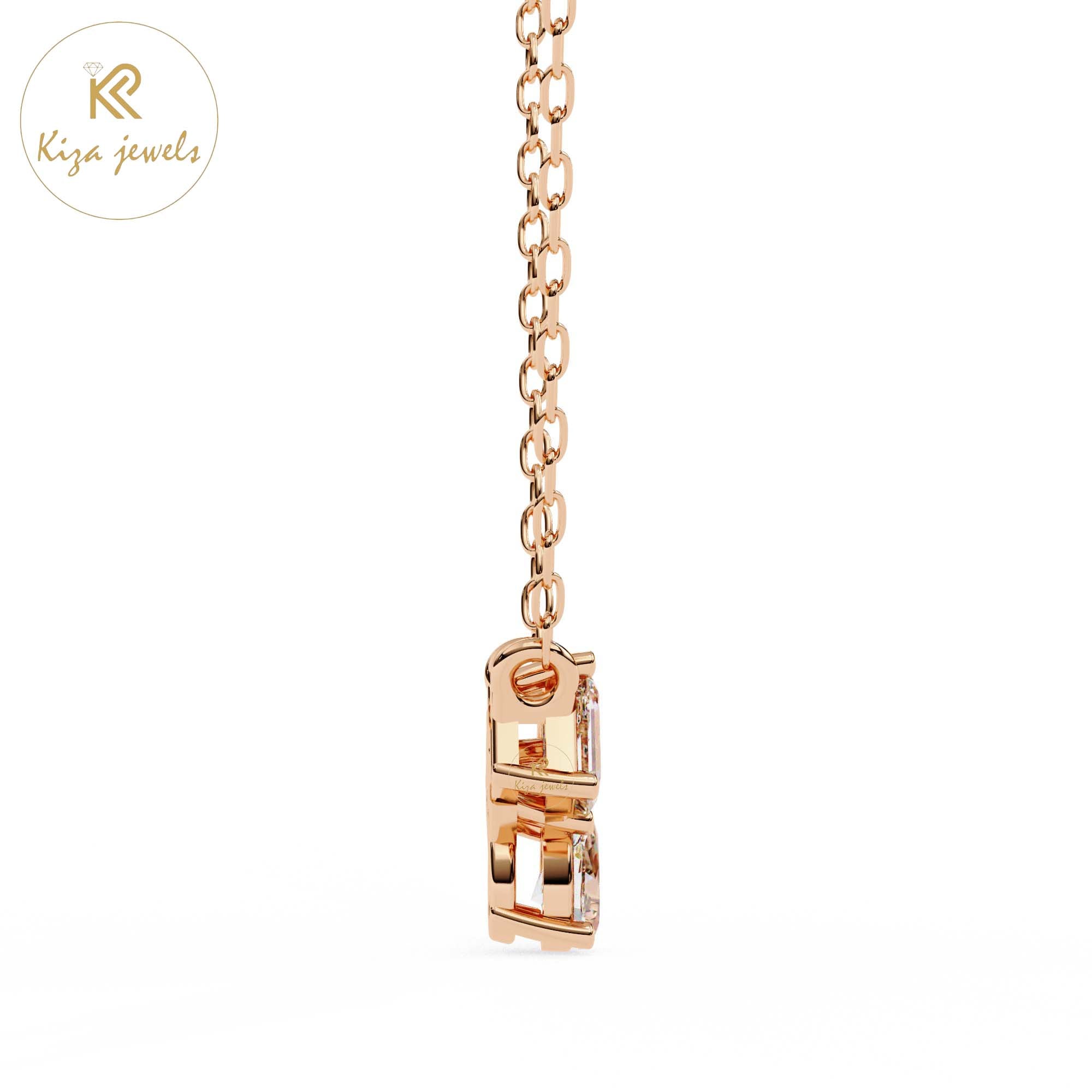 0.93 TDW Oval, Pear, Emerald Cut Diamond Custom Pendant With Chain