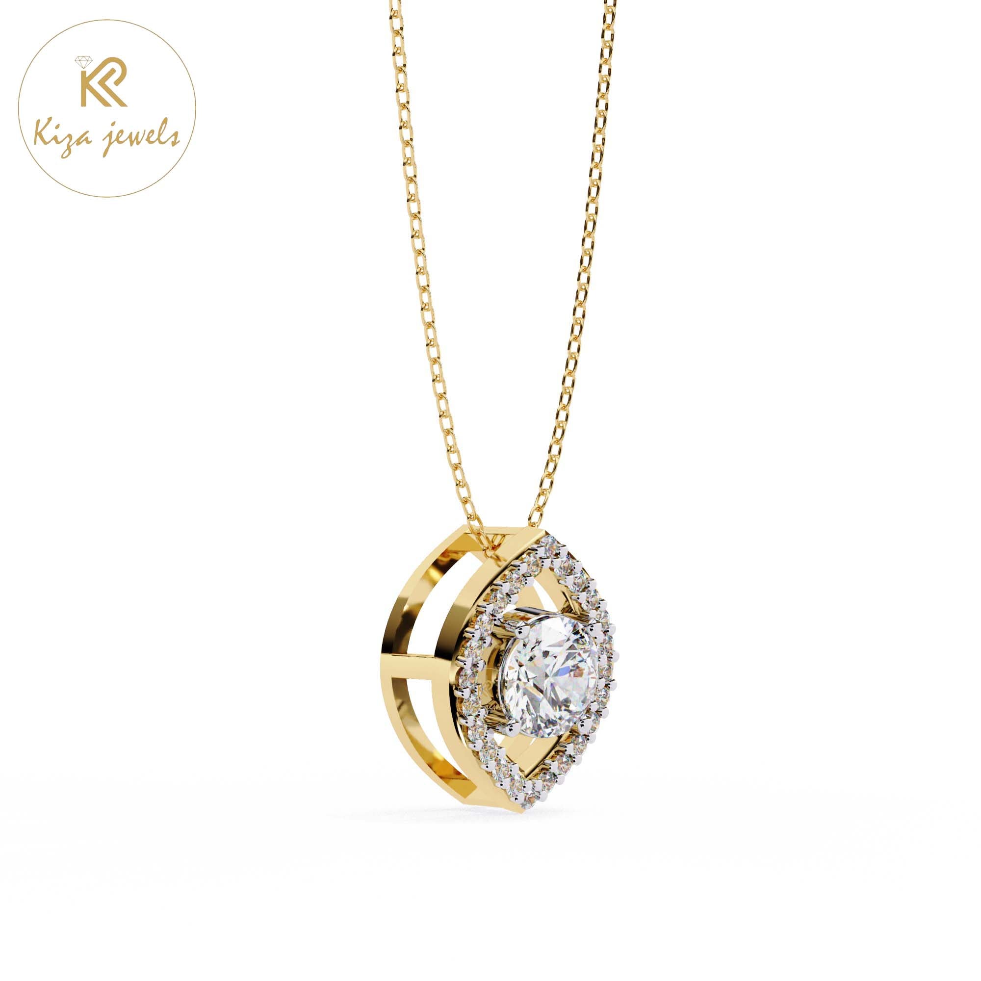 TDW Round Cut Diamond Custom Pendant With Chain