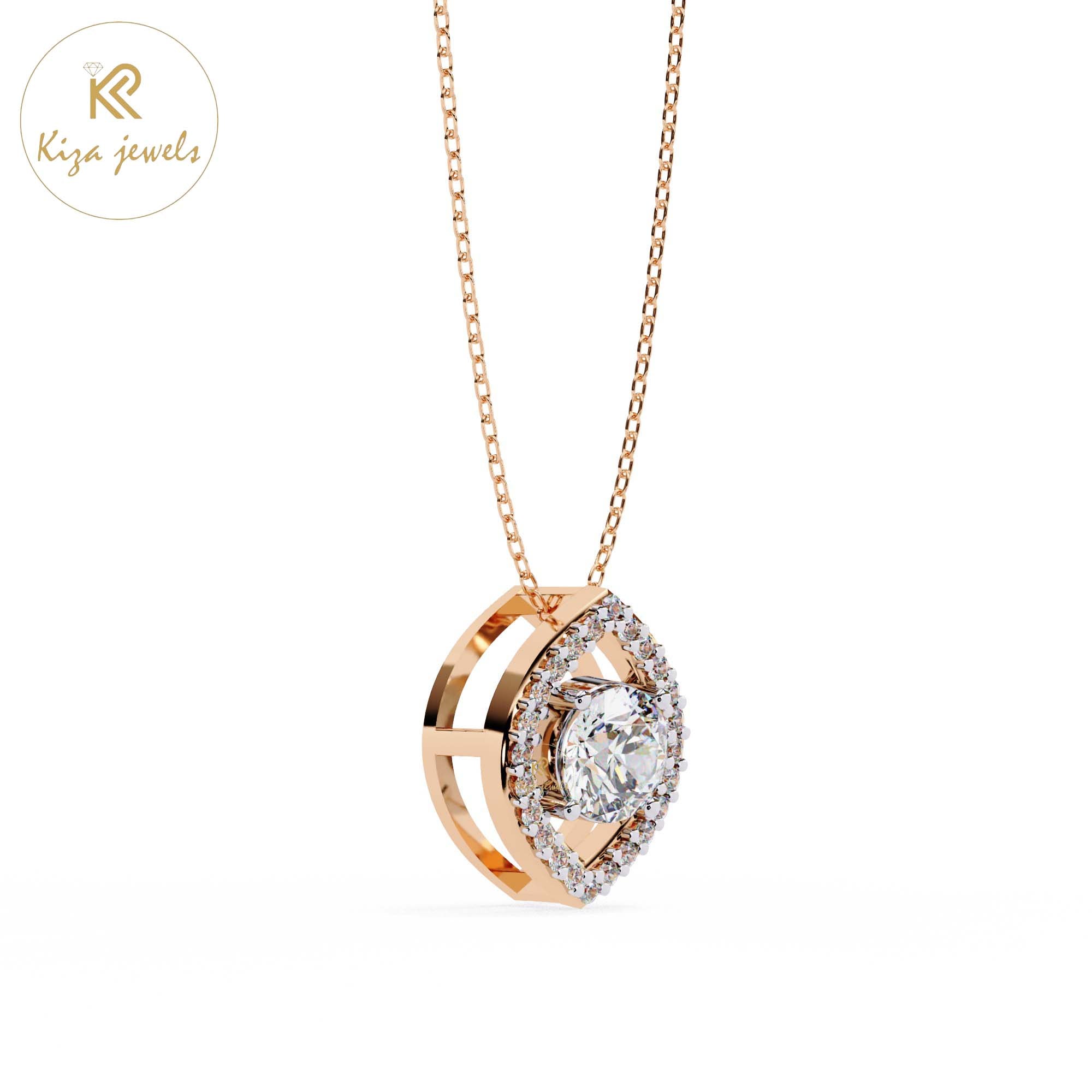 0.56 TDW Round Cut Diamond Custom Pendant With Chain