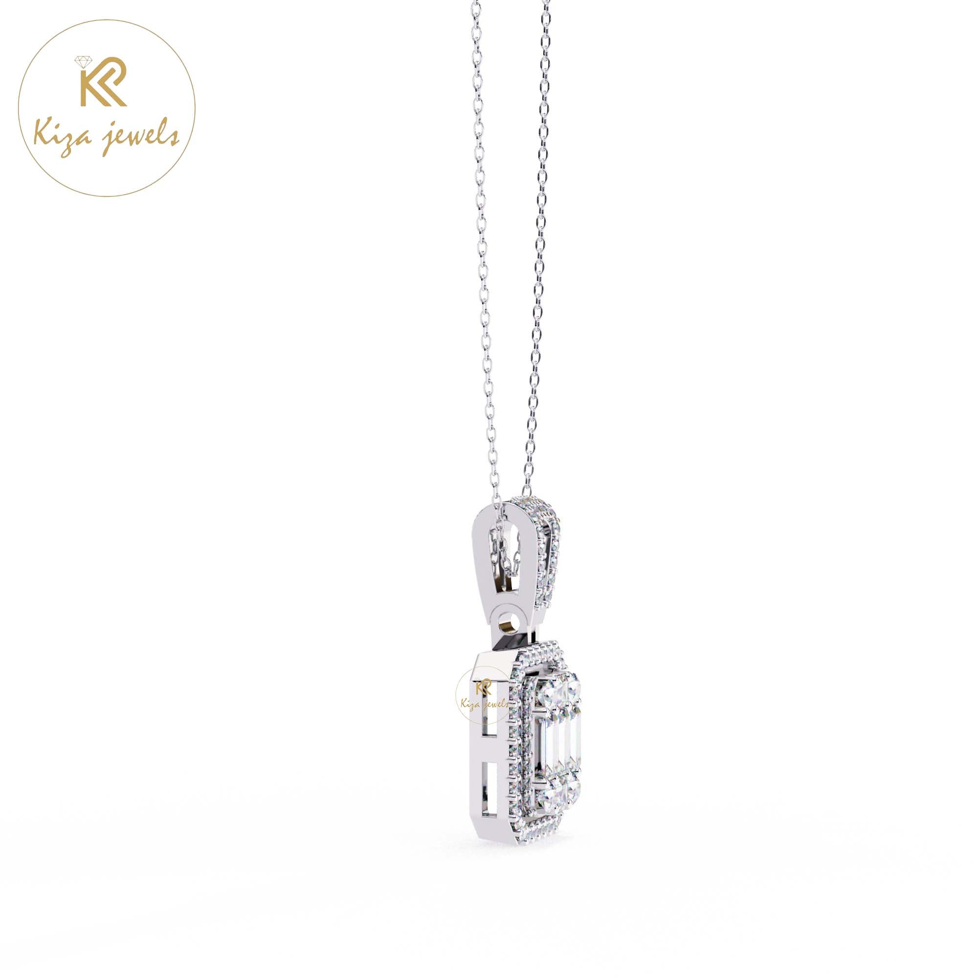 0.72 TDW Round Cut Diamond Custom Pendant With Chain