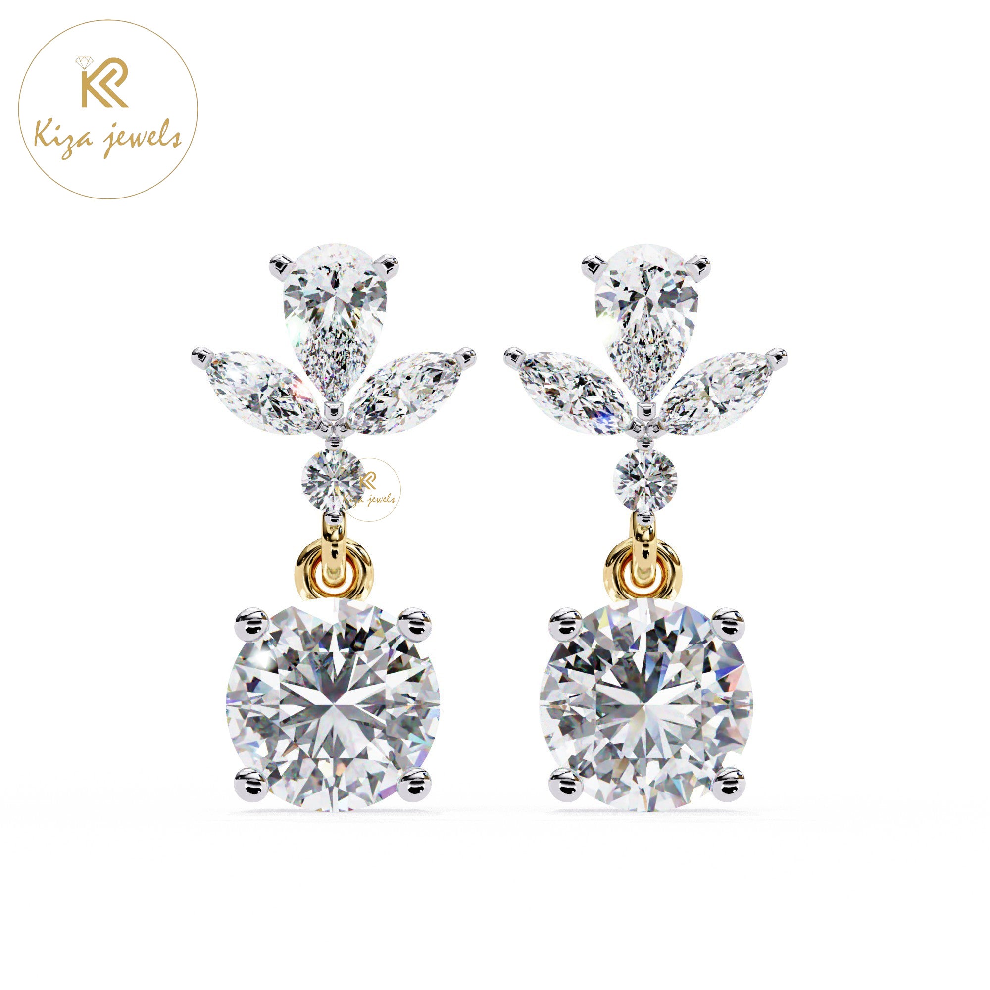 1.16 TDW Round & Marquise & Pear Cut Diamond Women's Stud Earring