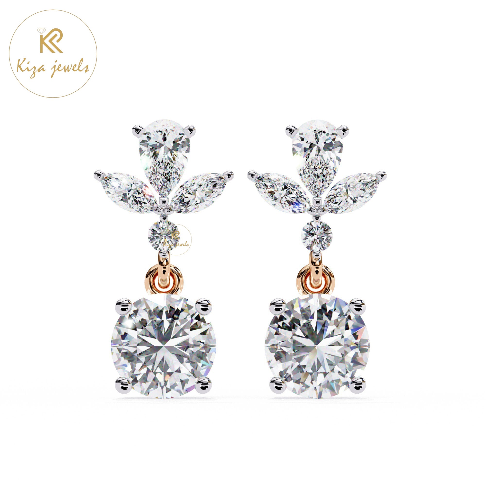 1.16 TDW Round & Marquise & Pear Cut Diamond Women's Stud Earring