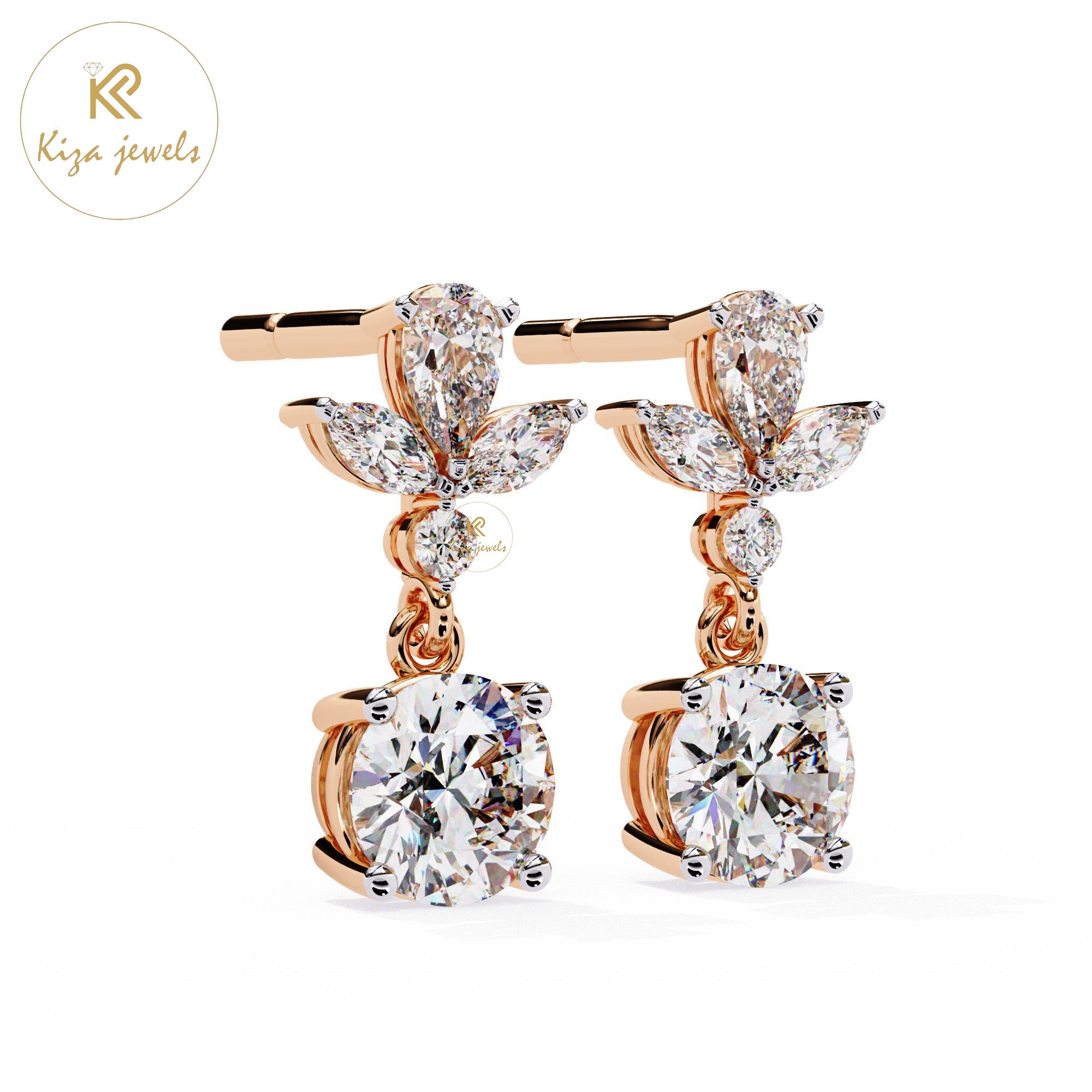 1.16 TDW Round & Marquise & Pear Cut Diamond Women's Stud Earring