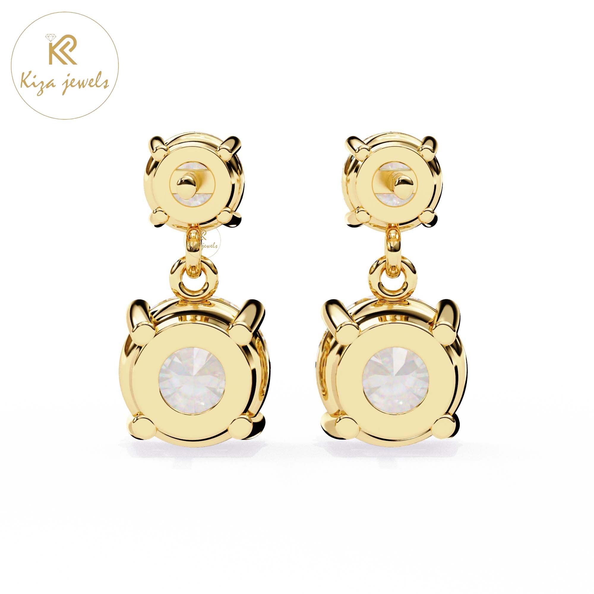 7.46 TDW Round Cut Diamond drop & Dangle Earring