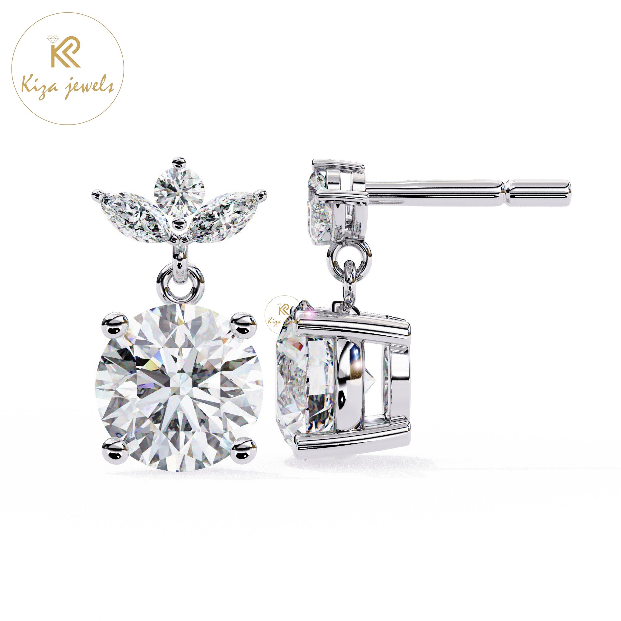 2.02 TDW Round Cut Diamond Women's Stud Earring