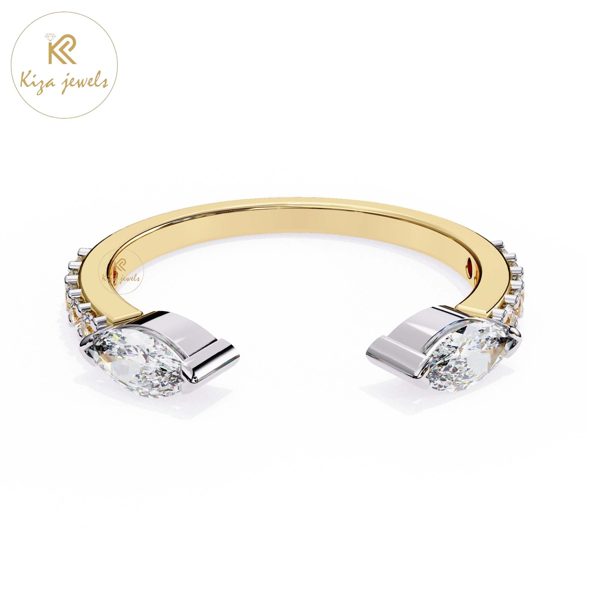 0.46 TDW Round & Marquise Cut Diamond Minimalist Ring