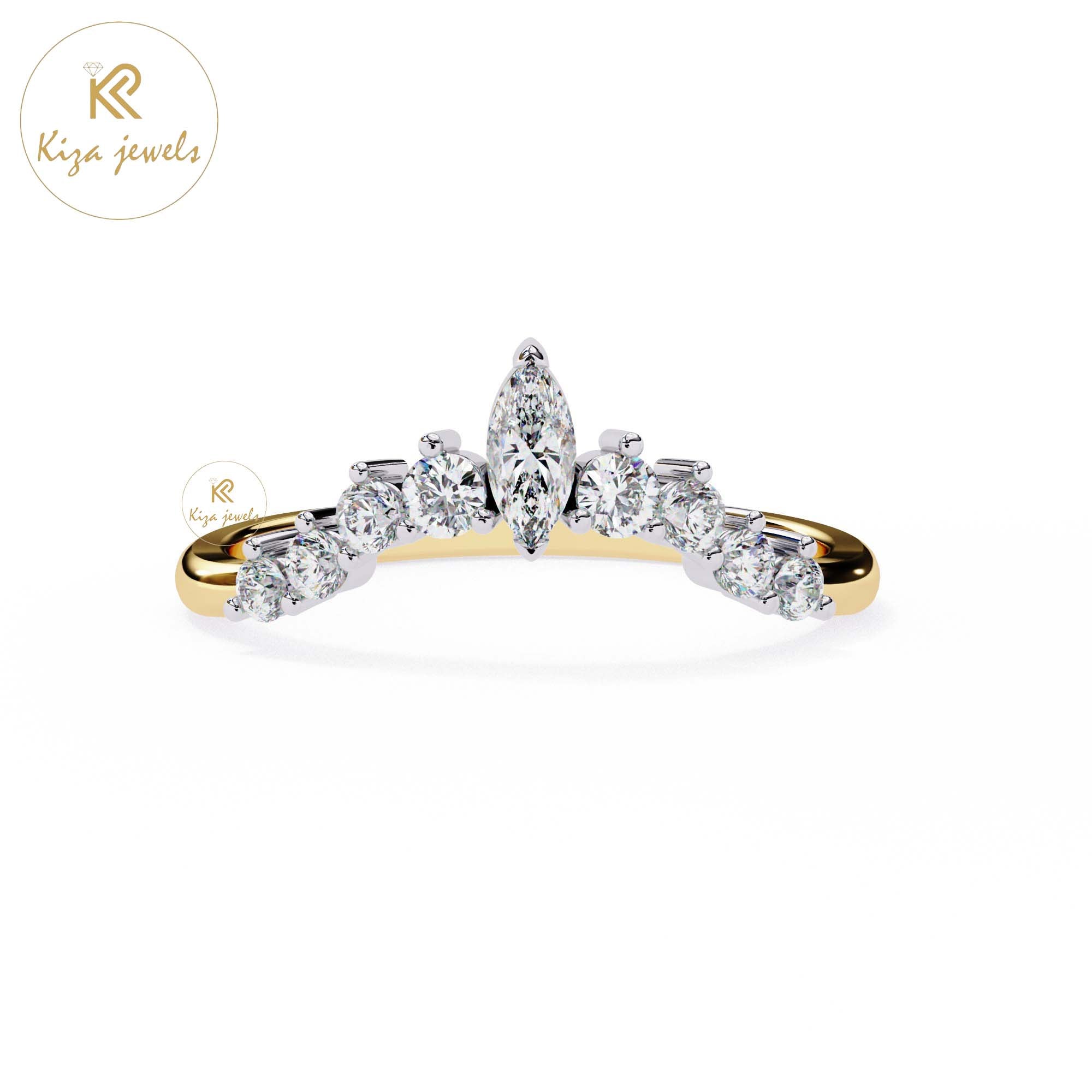 0.39 TDW Round & Marquise Cut Minimalist Diamond Ring