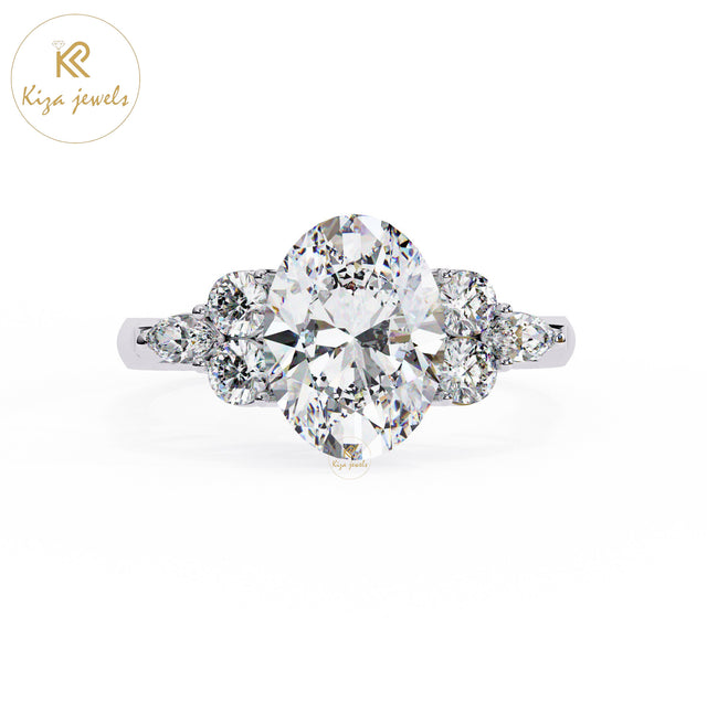 2.51 TDW Round & Oval & Marquise Cut Women's Engagement Diamond Ring