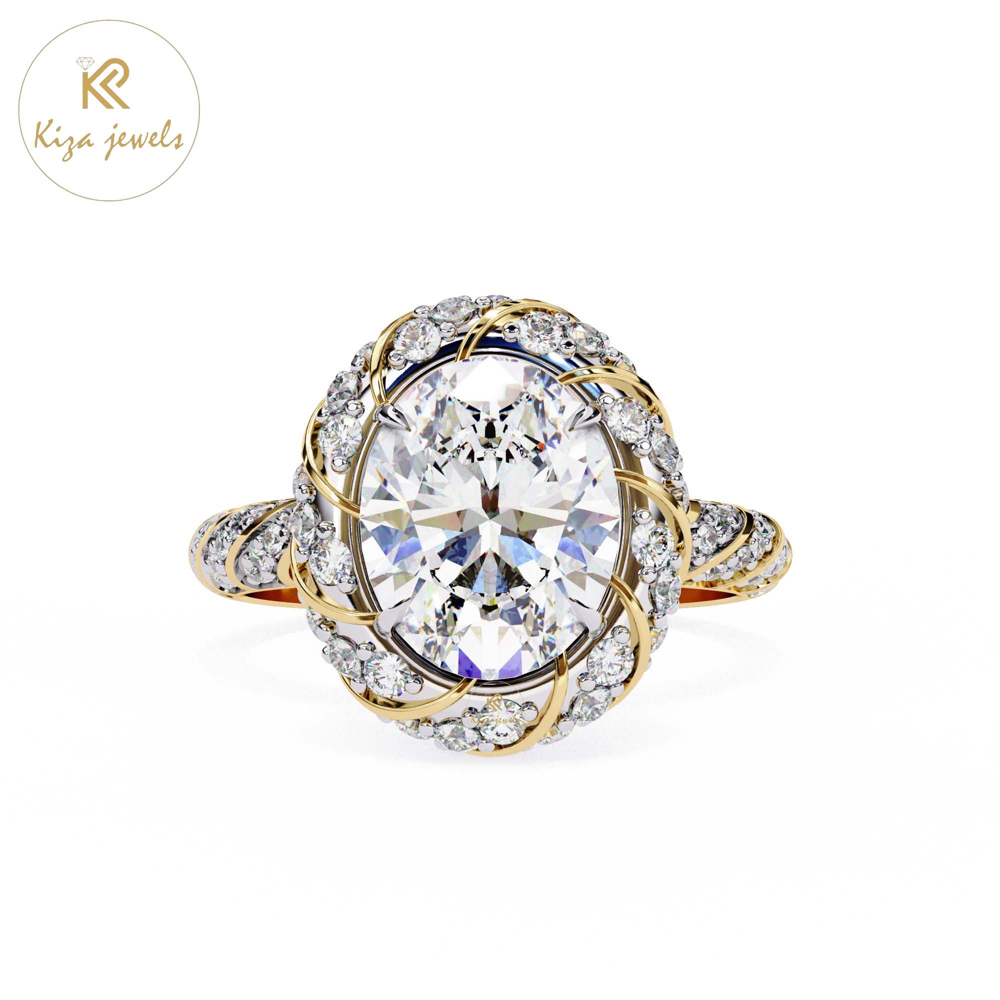 3.21 TDW Round & Oval Cut Women's Engagement Diamond Ring