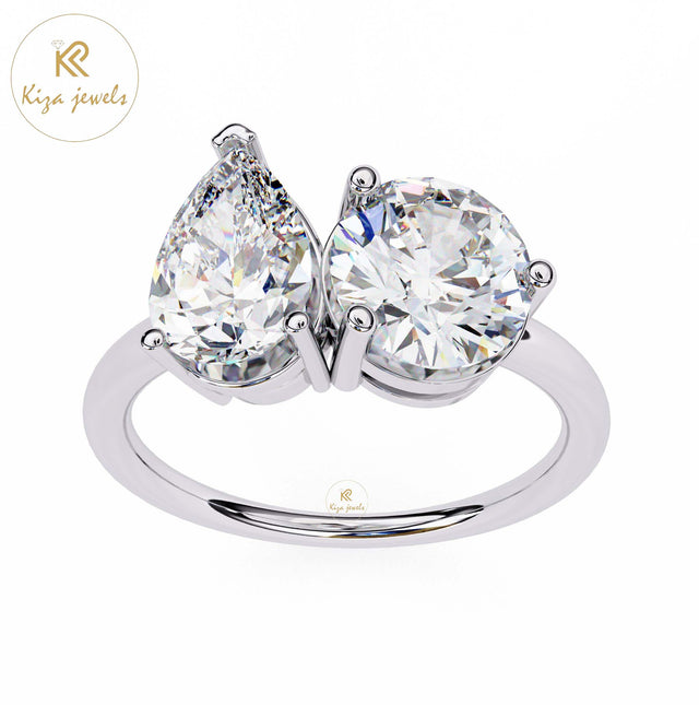 3.80TDW Round & Pear Cut Women's Diamond Engagement Ring