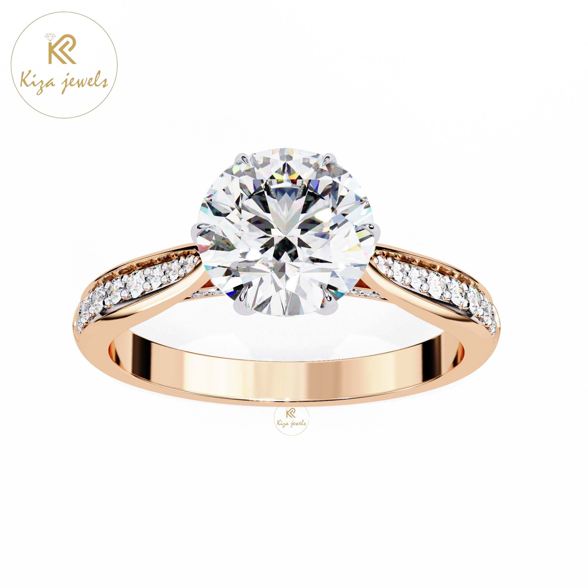 1.14 TDW Round Cut Women's Diamond Engagement Ring