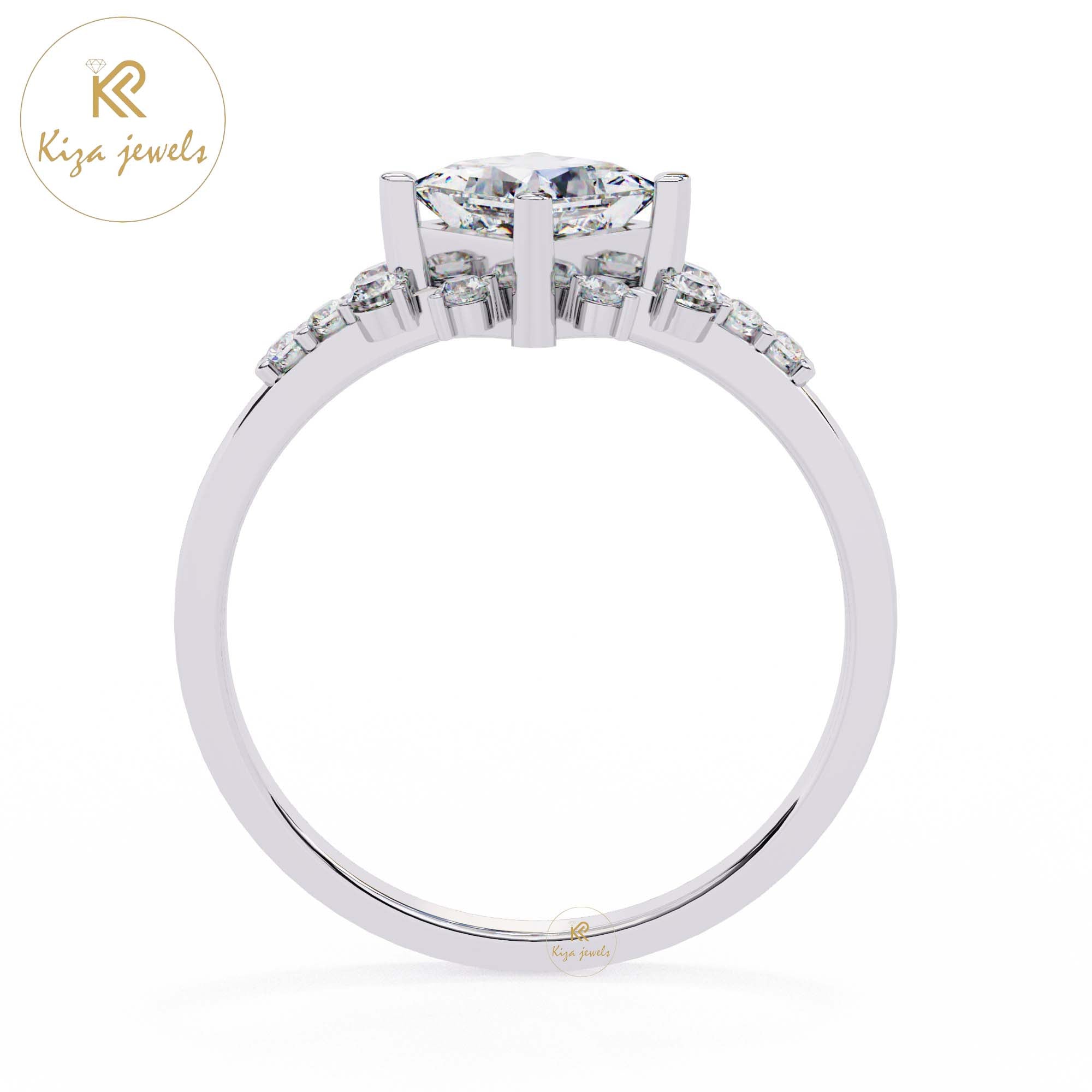 1.01 TDW Princess & Round Cut Women's Diamond Engagement Ring