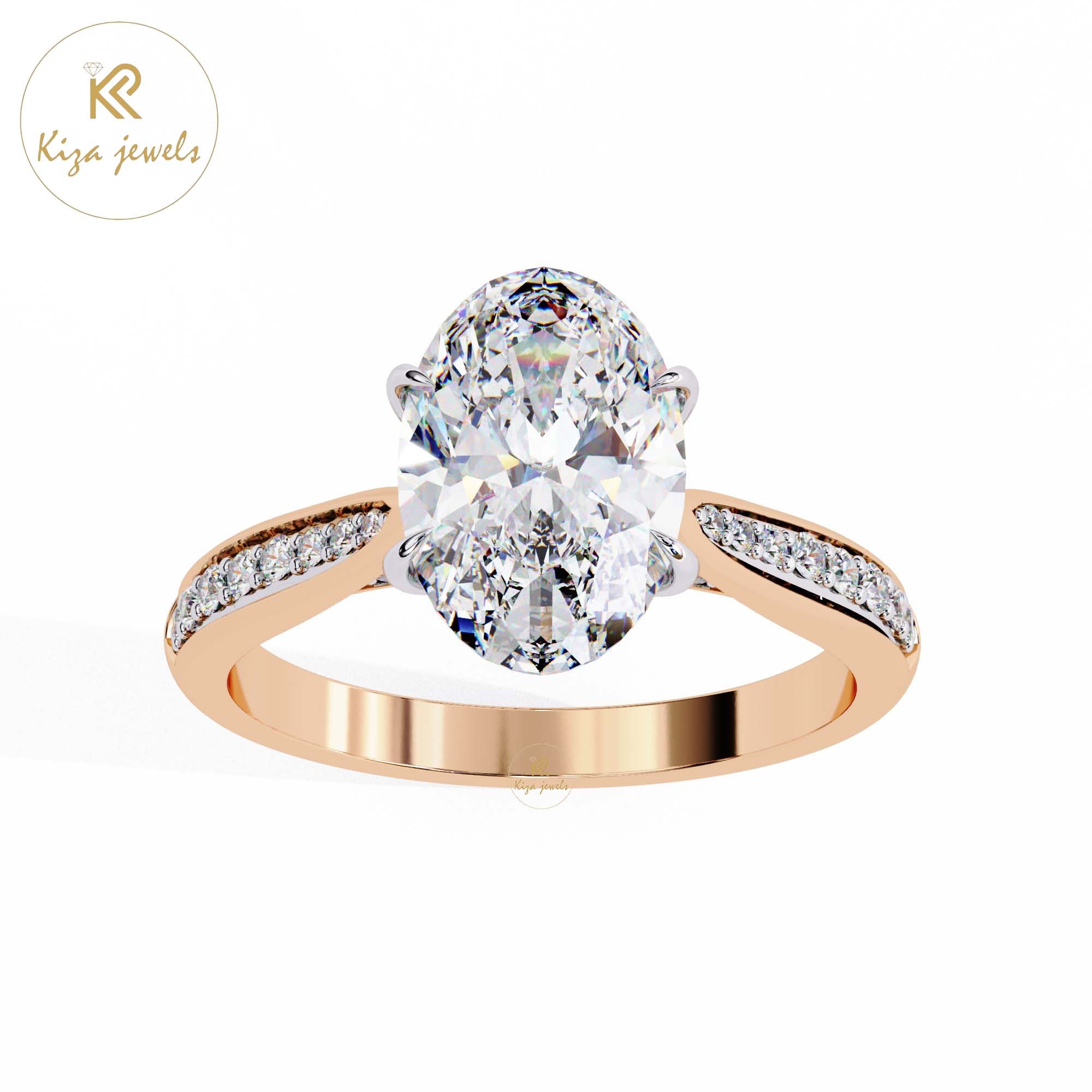 1.96 TDW Round & Oval Cut Women's Diamond Engagement Ring