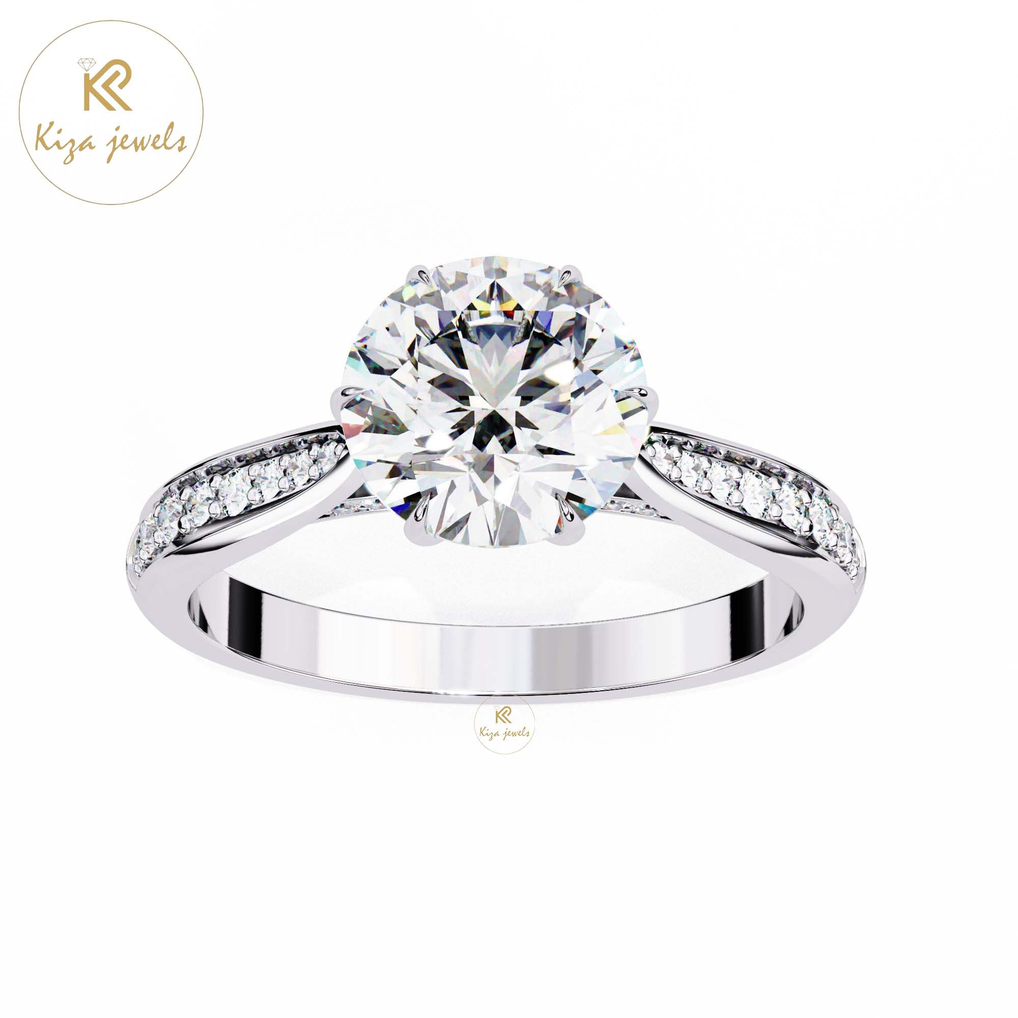 1.14 TDW Round Cut Women's Diamond Engagement Ring