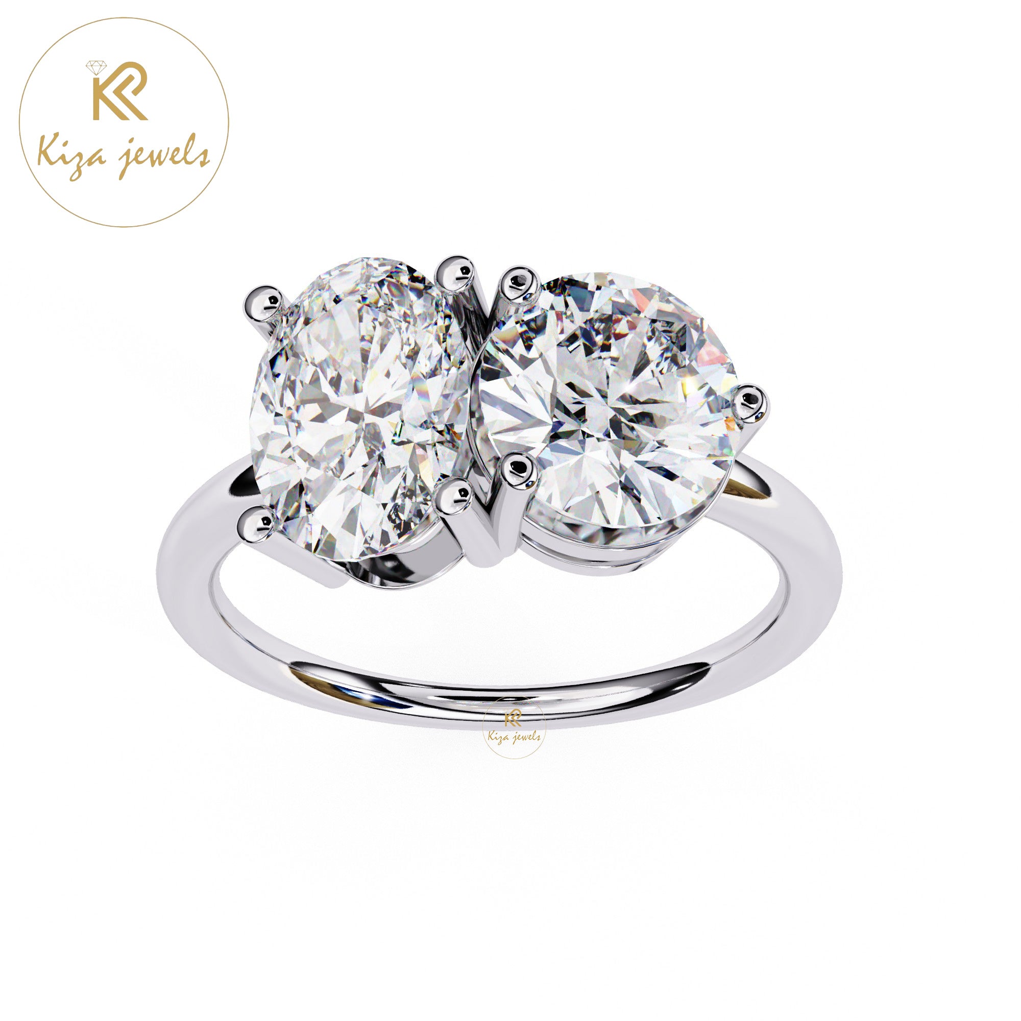 3.32 TDW Round & Oval Cut Women's Diamond Engagement  Ring