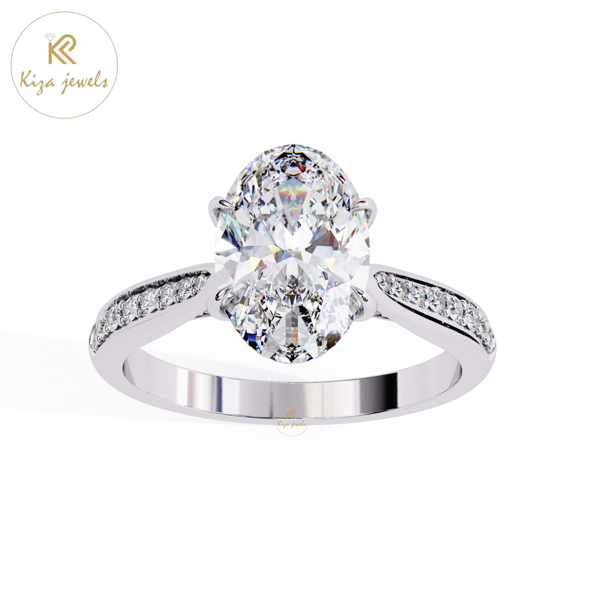 1.96 TDW Round & Oval Cut Women's Diamond Engagement Ring