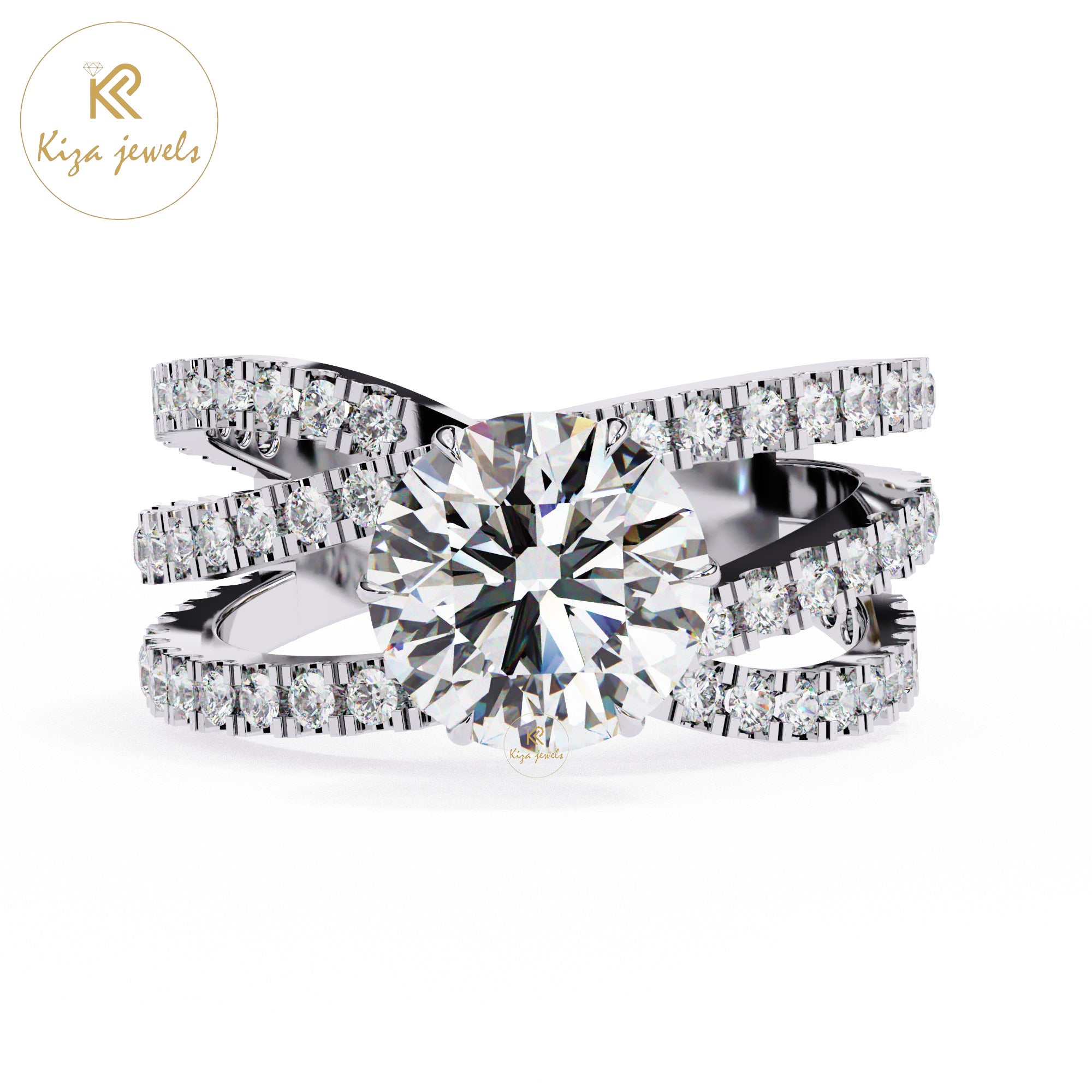 1.63 TDW Round Cut Women's Diamond Engagement Ring