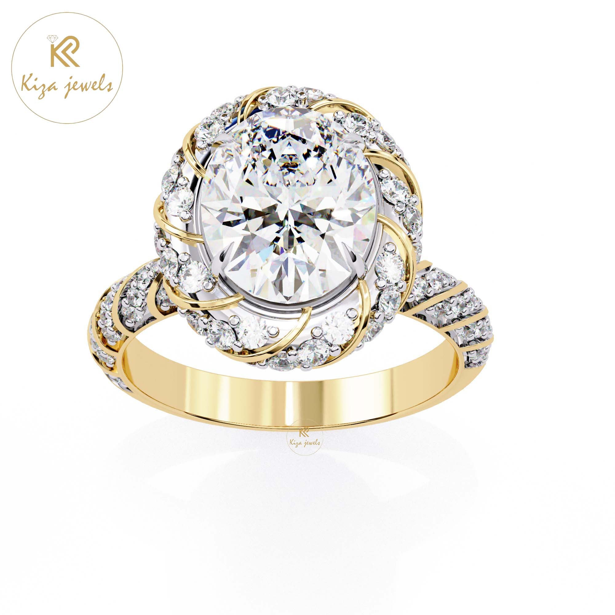 3.21 TDW Round & Oval Cut Women's Engagement Diamond Ring