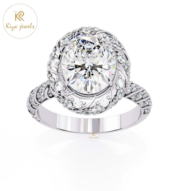 3.21 TDW Round & Oval Cut Women's Engagement Diamond Ring