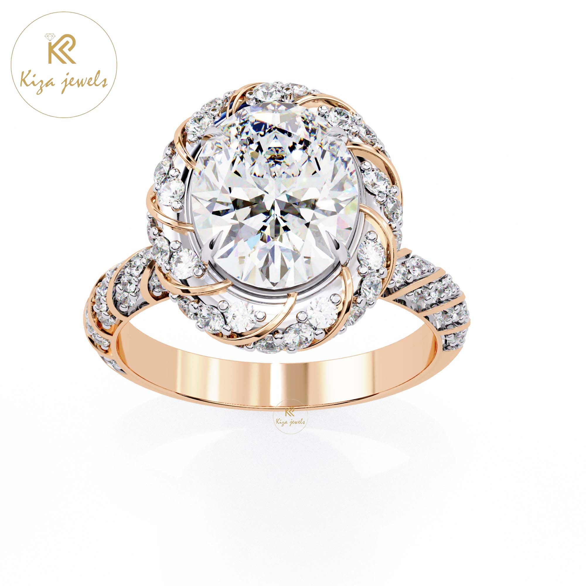 3.21 TDW Round & Oval Cut Women's Engagement Diamond Ring